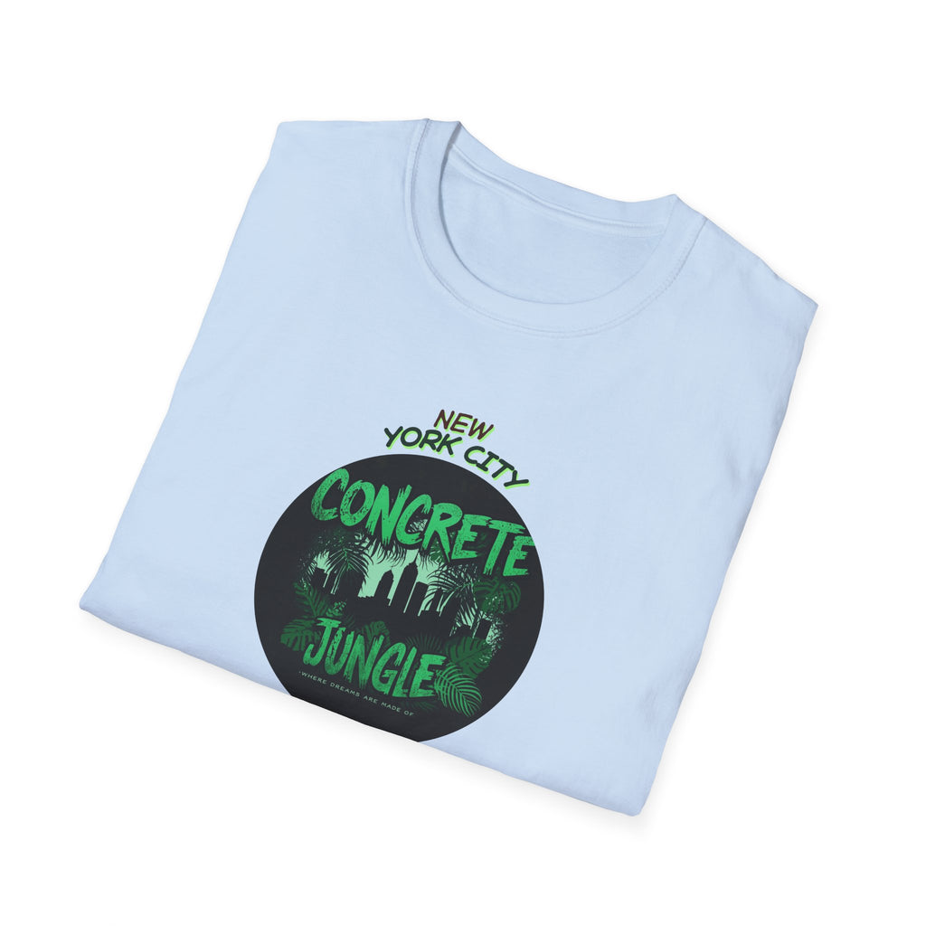 New York City Concrete Jungle T-Shirt | Skyline Silhouette, Green Badge