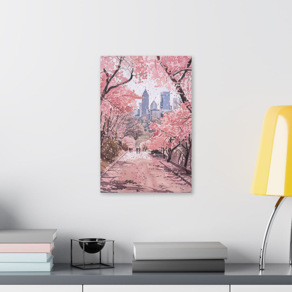 Atlanta Piedmont Park - Georgia - Cherry Blossom Cityscape Canvas - Bank of America Plaza