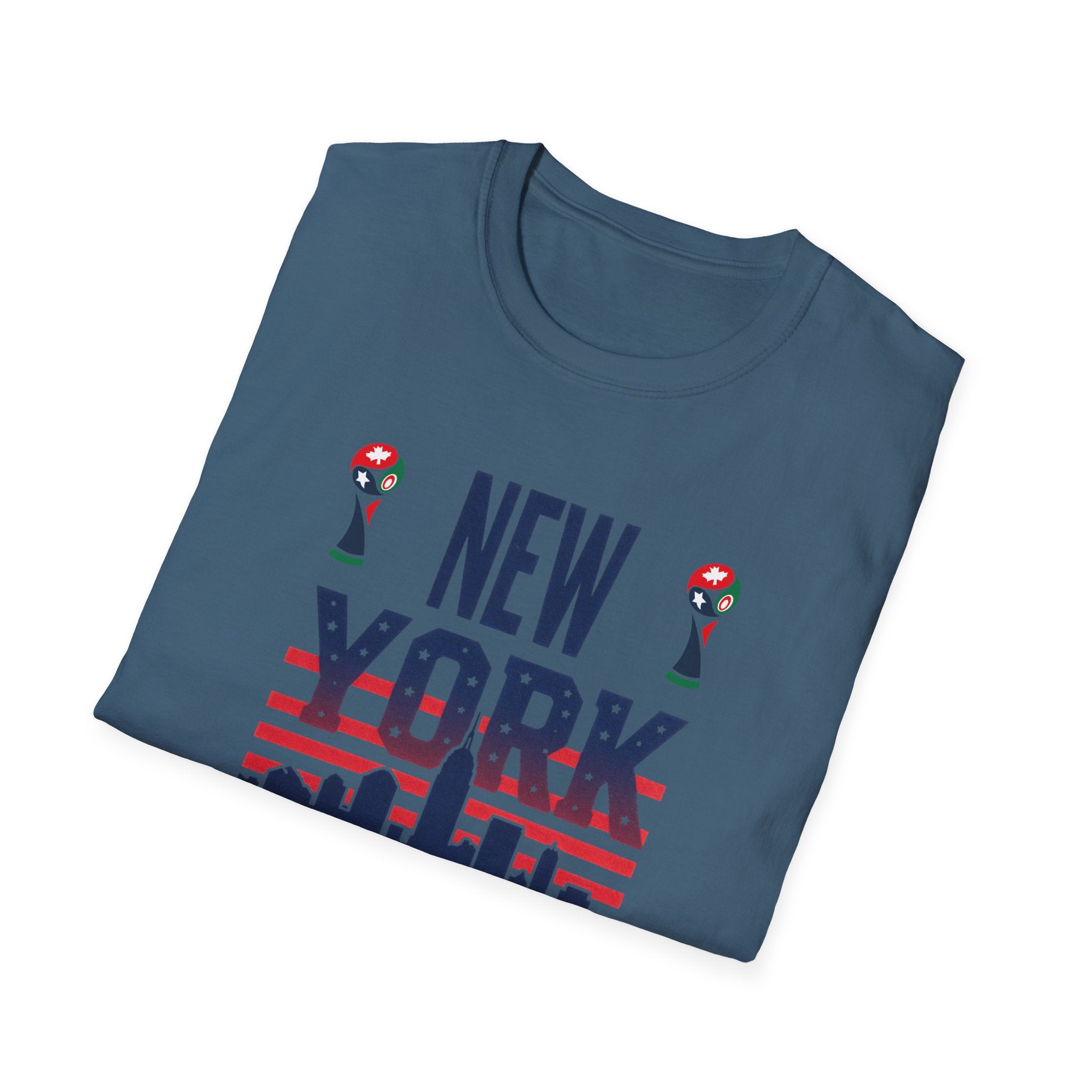New York USA World Cup 2026 T-Shirt — American Flag Skyline Soccer Tee