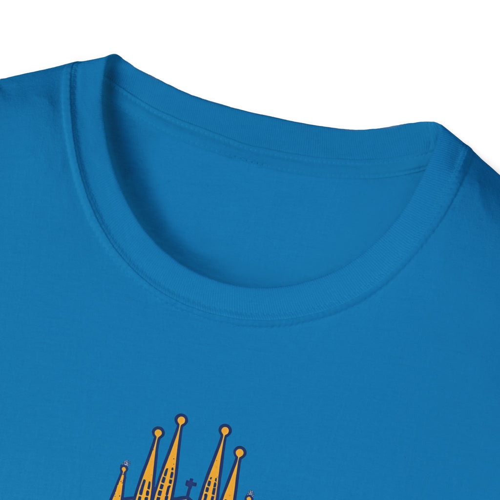 Barcelona Stadium and Sagrada Família Soccer T-Shirt | Football City Design