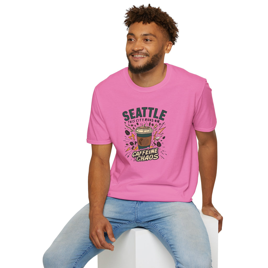 Seattle Caffeine Chaos T-Shirt – This City Runs on Coffee Graphic Tee