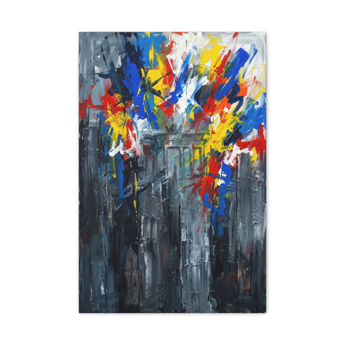 Abstract Cityscape Canvas Print showing Berlin hisotry — Colorful Modern Stretched Wall Art