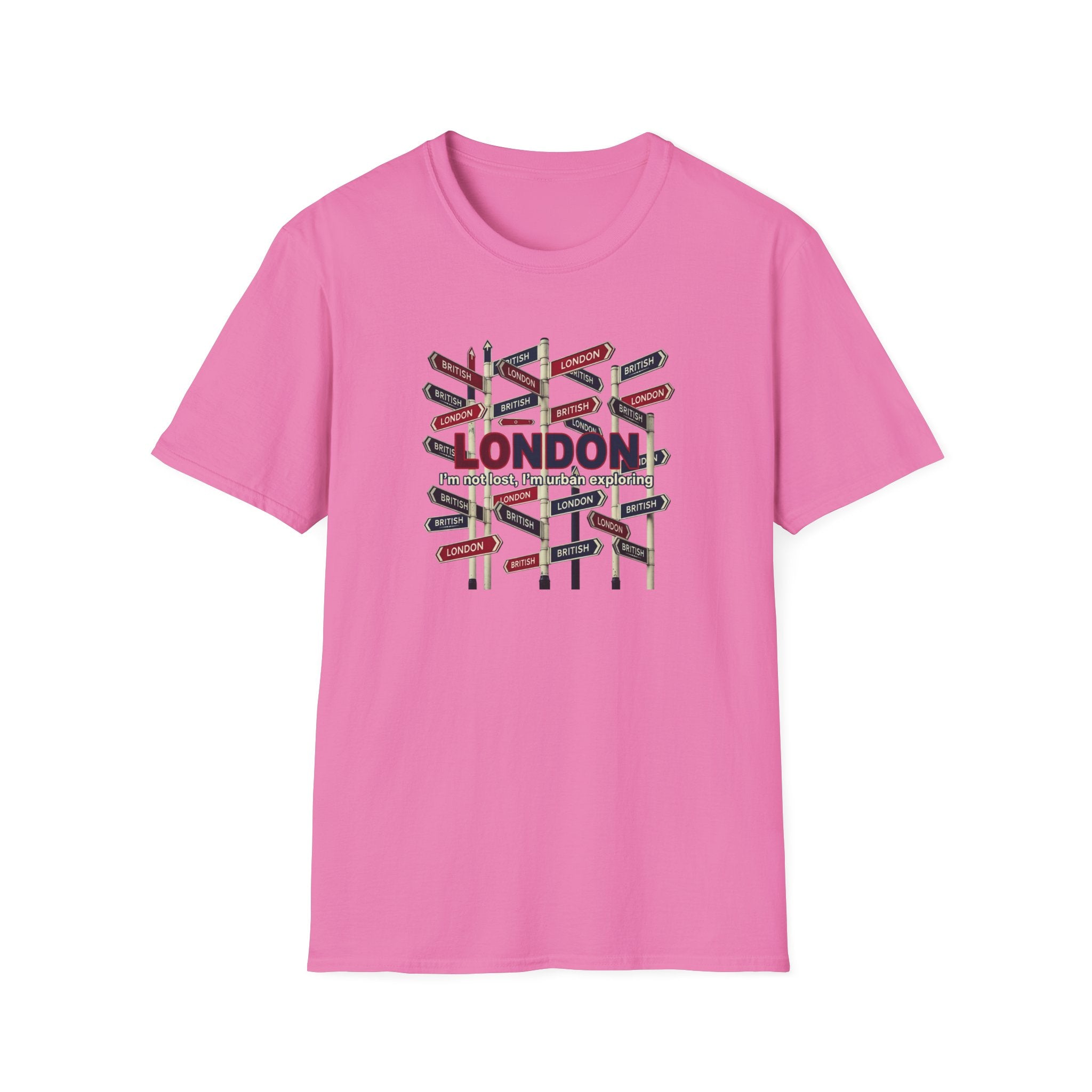 London Street Signs T-Shirt — Vintage Union Jack Directional Graphic