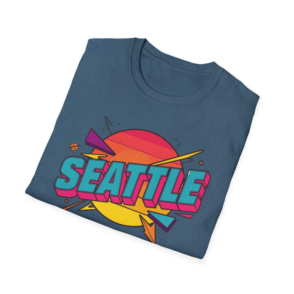 Seattle Retro Sunset T-Shirt — Vintage 80s City Graphic Tee