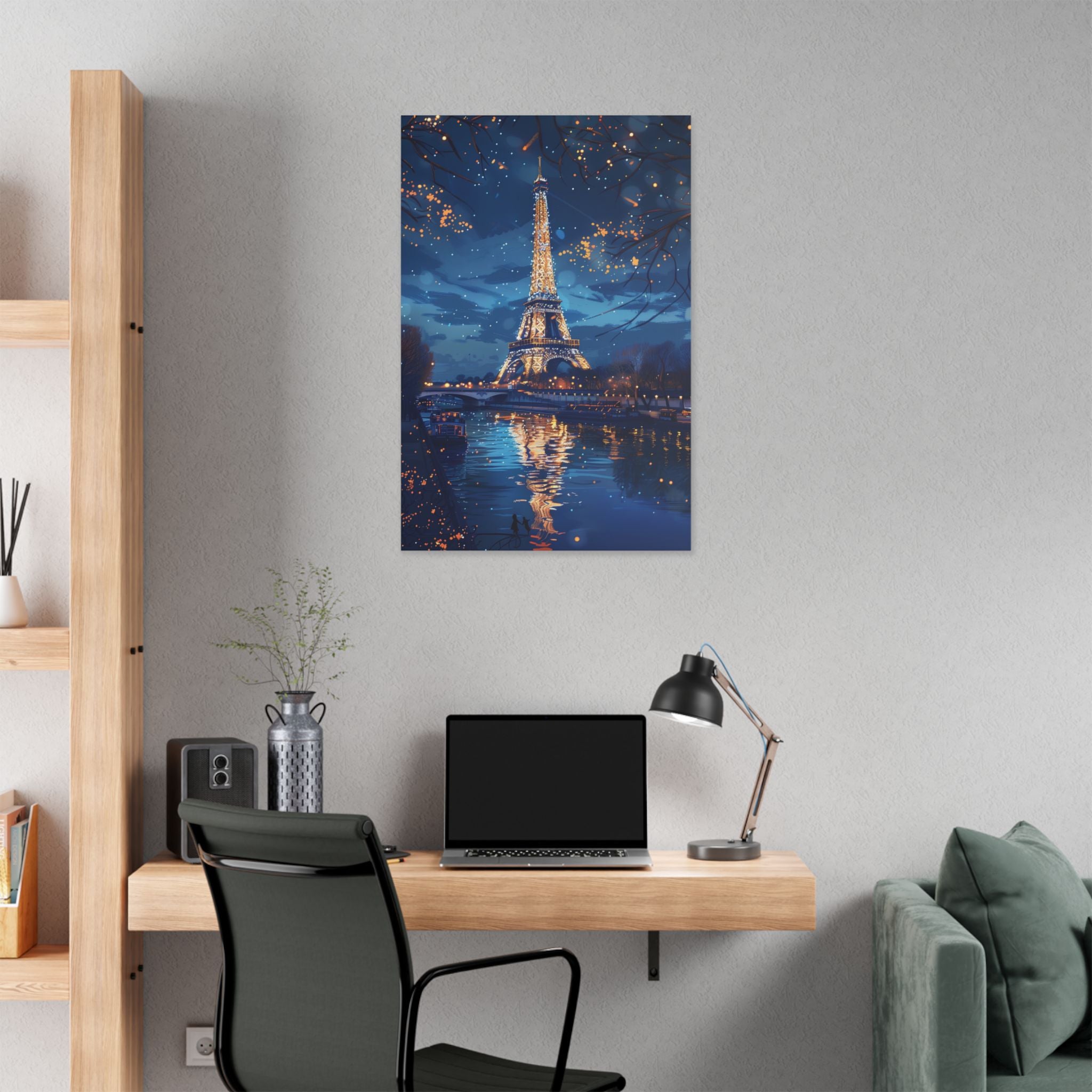 Eiffel Tower Night Canvas — Paris Skyline Stretched Wall Art