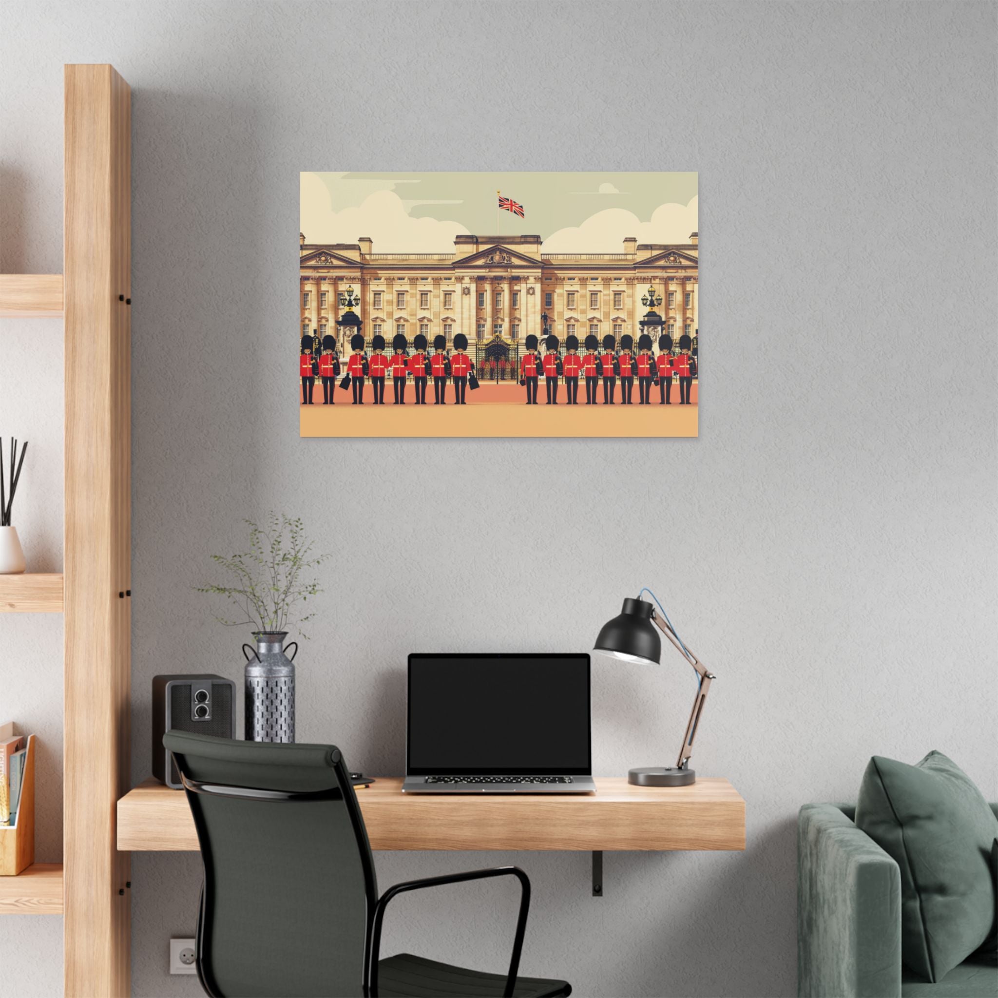 Buckingham Palace Guards Canvas Wall Art — British Royal Guard Illustration