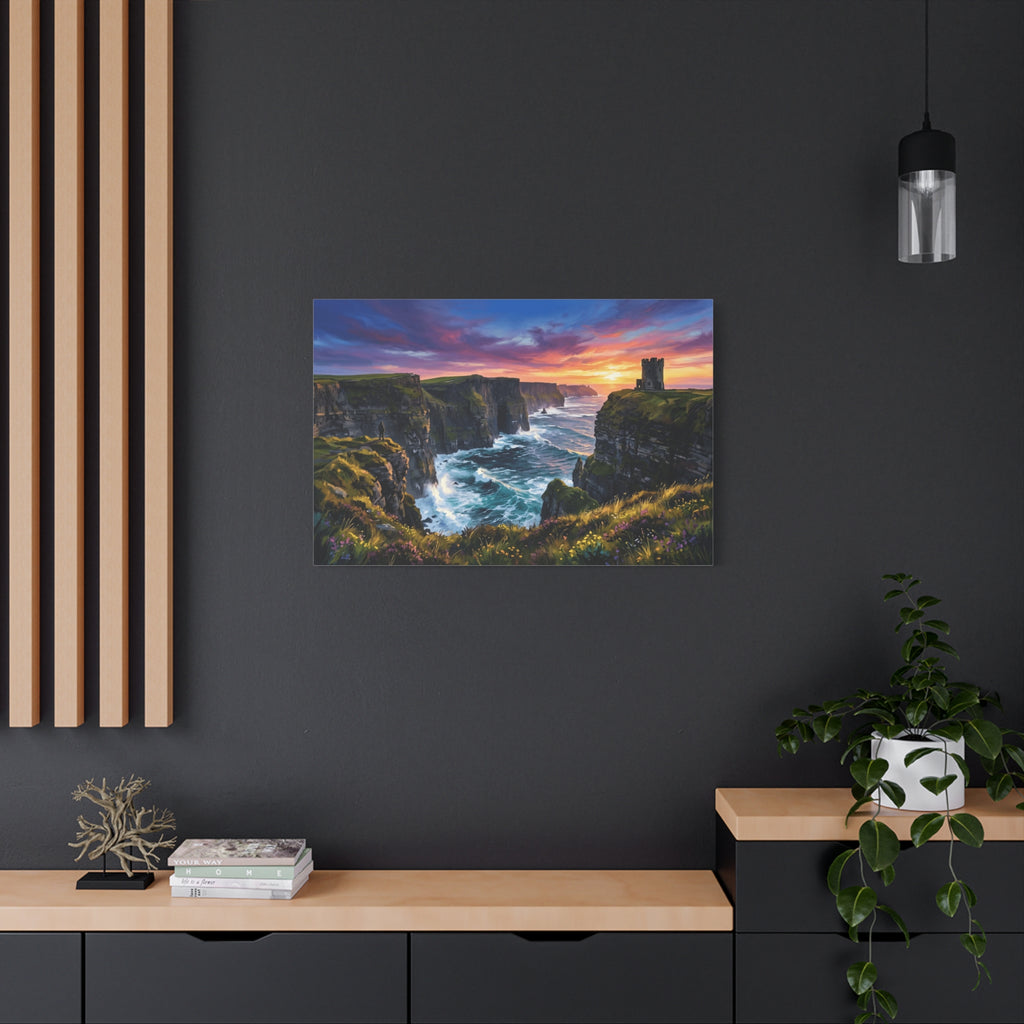 Cliffs of Moher - Ireland - Sunset Canvas Wall Art — Dramatic Coastal Landscape Stretched Canvas
