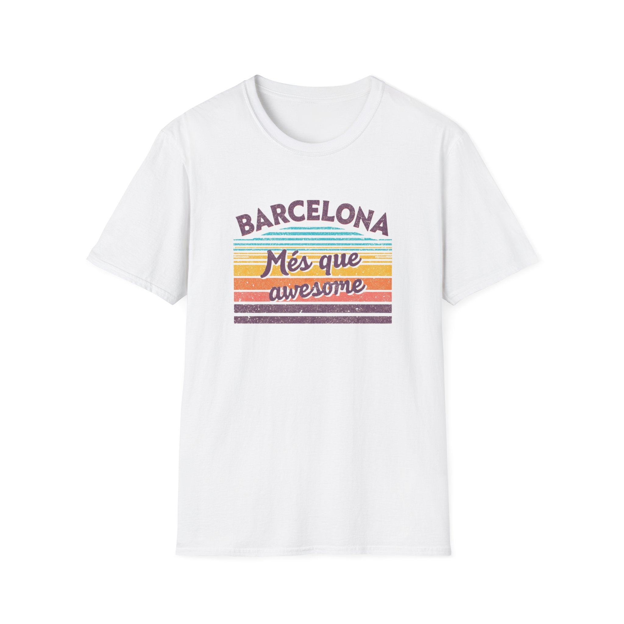 Barcelona "Més que awesome" Retro Striped T-Shirt