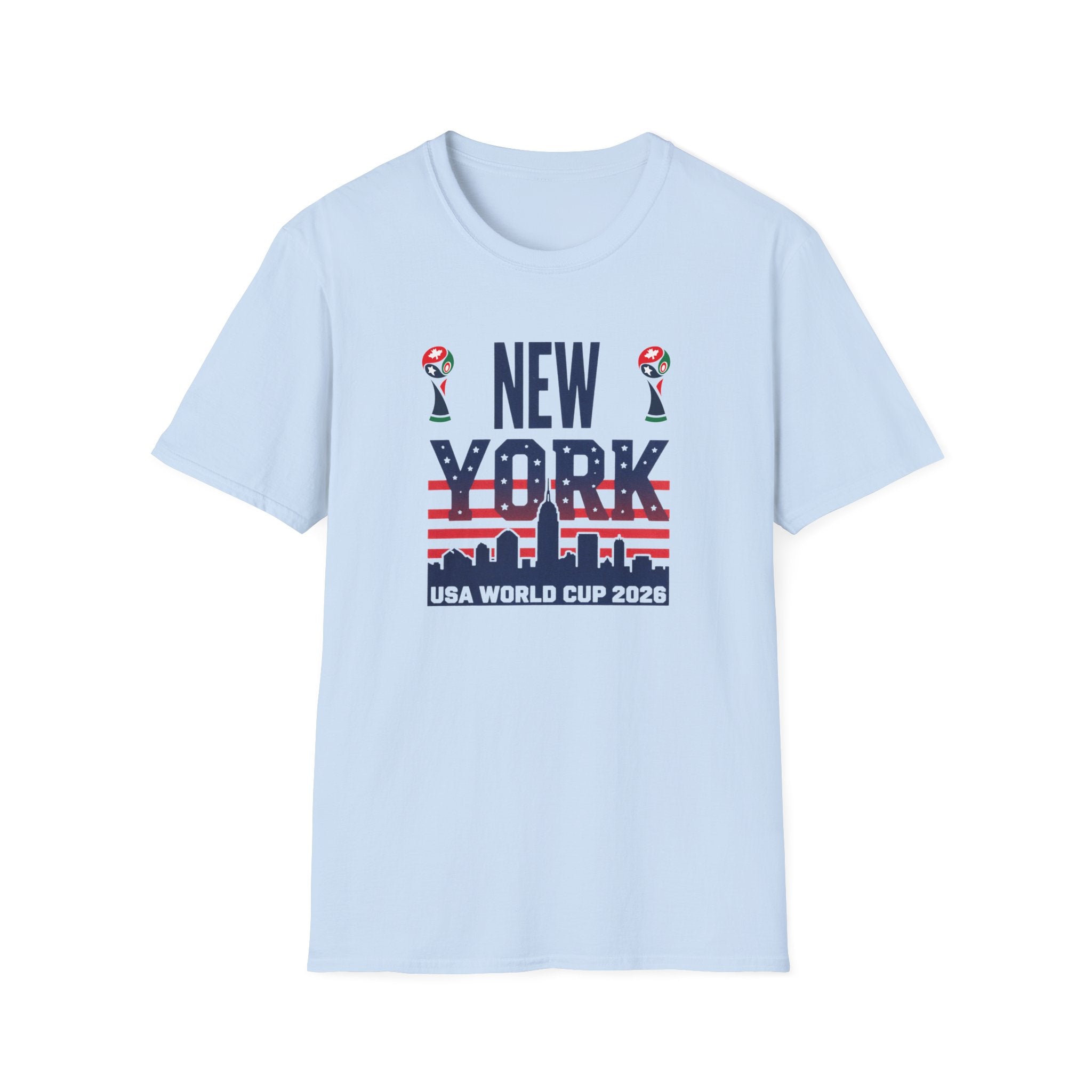 New York USA World Cup 2026 T-Shirt — American Flag Skyline Soccer Tee