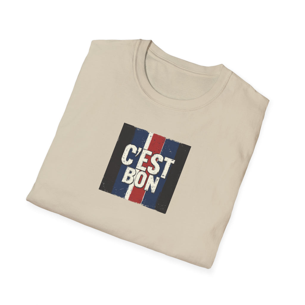 C'est Bon French Flag Stripe T-Shirt | Retro French Phrase Tee