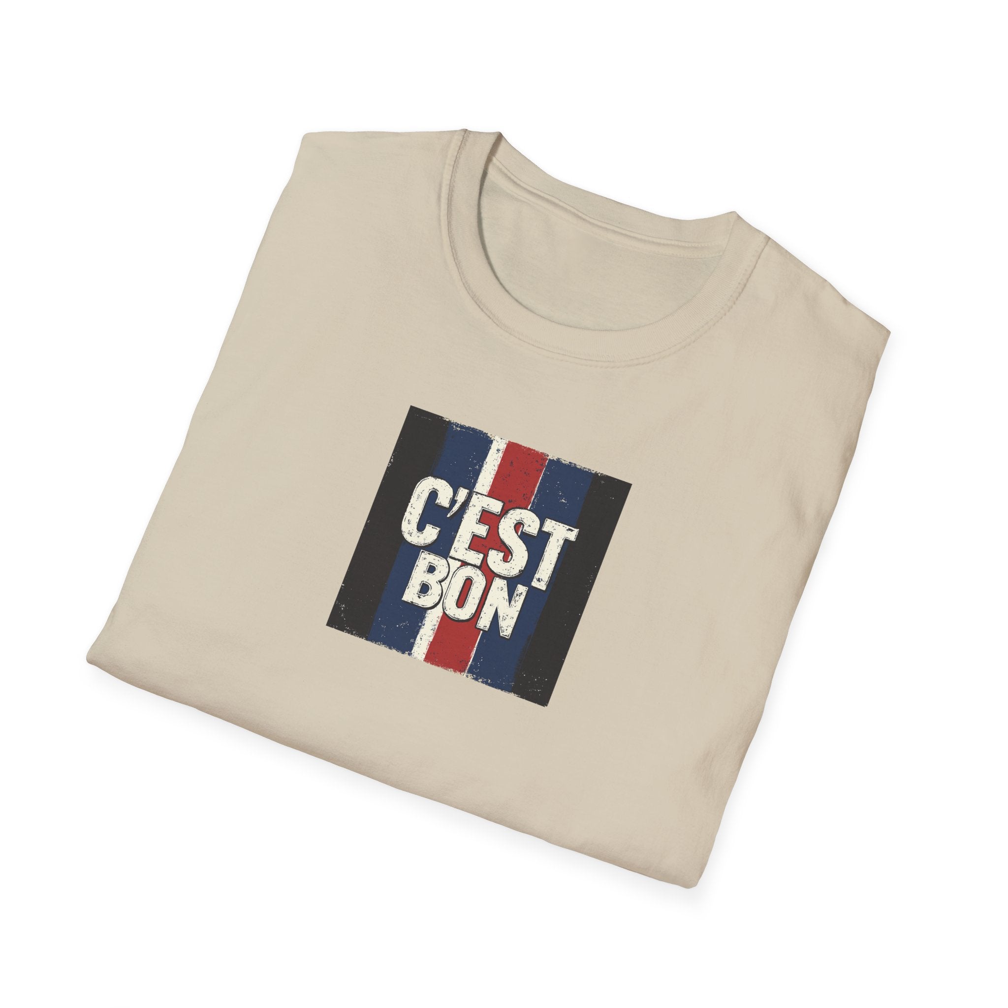 C'est Bon French Flag Stripe T-Shirt | Retro French Phrase Tee