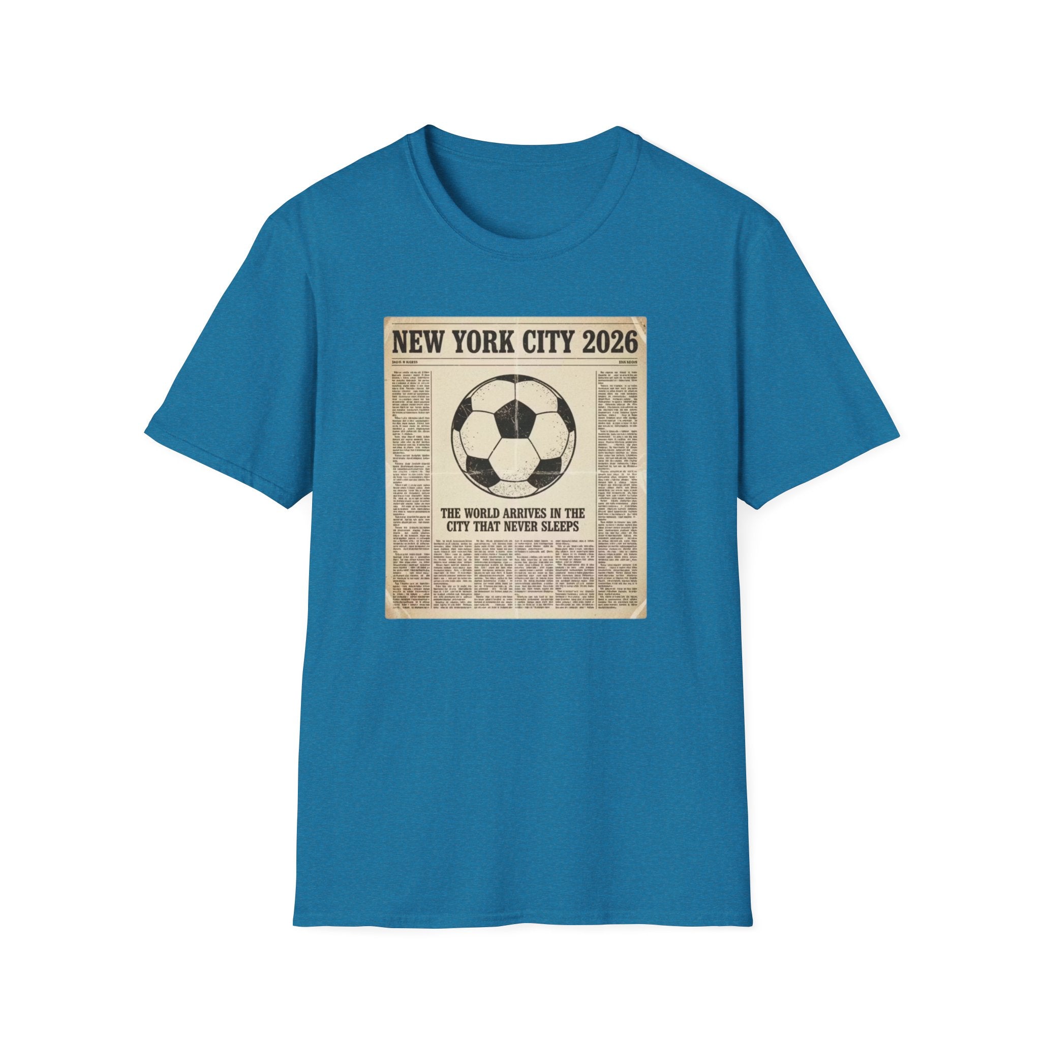 Soccer Newspaper T-Shirt — New York City 2026 Vintage Soccer Tee