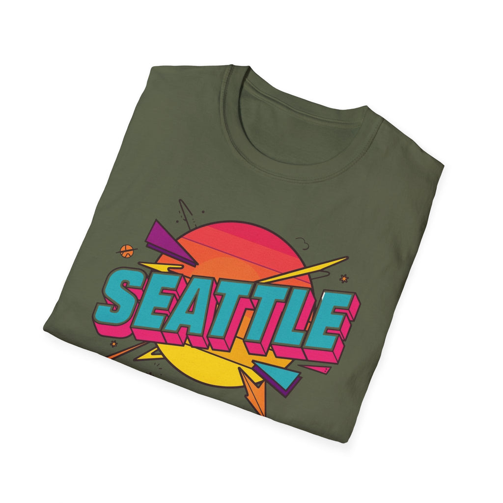 Seattle Retro Sunset T-Shirt — Vintage 80s City Graphic Tee