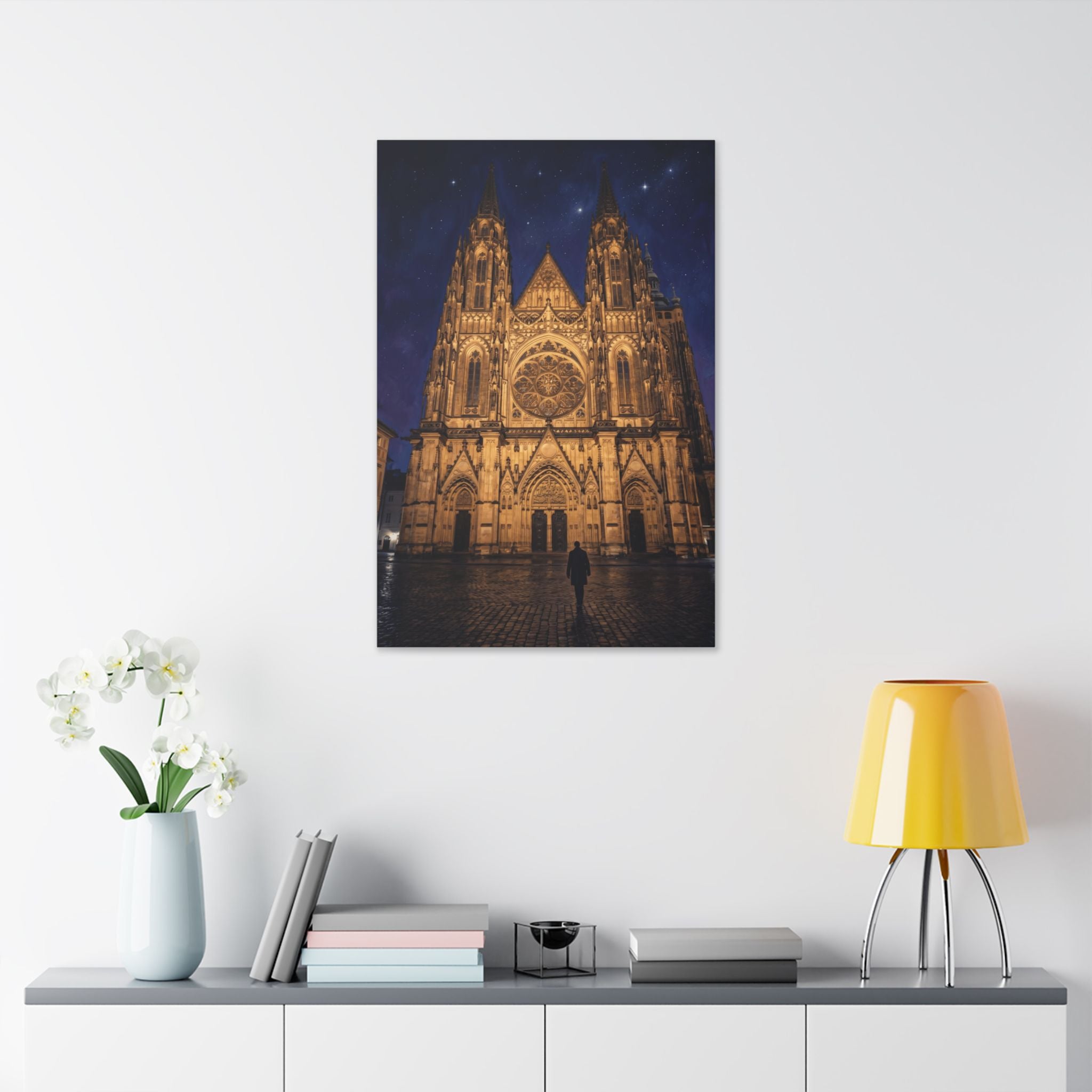 Prague St Vitus Gothic Cathedral Nightscape Canvas