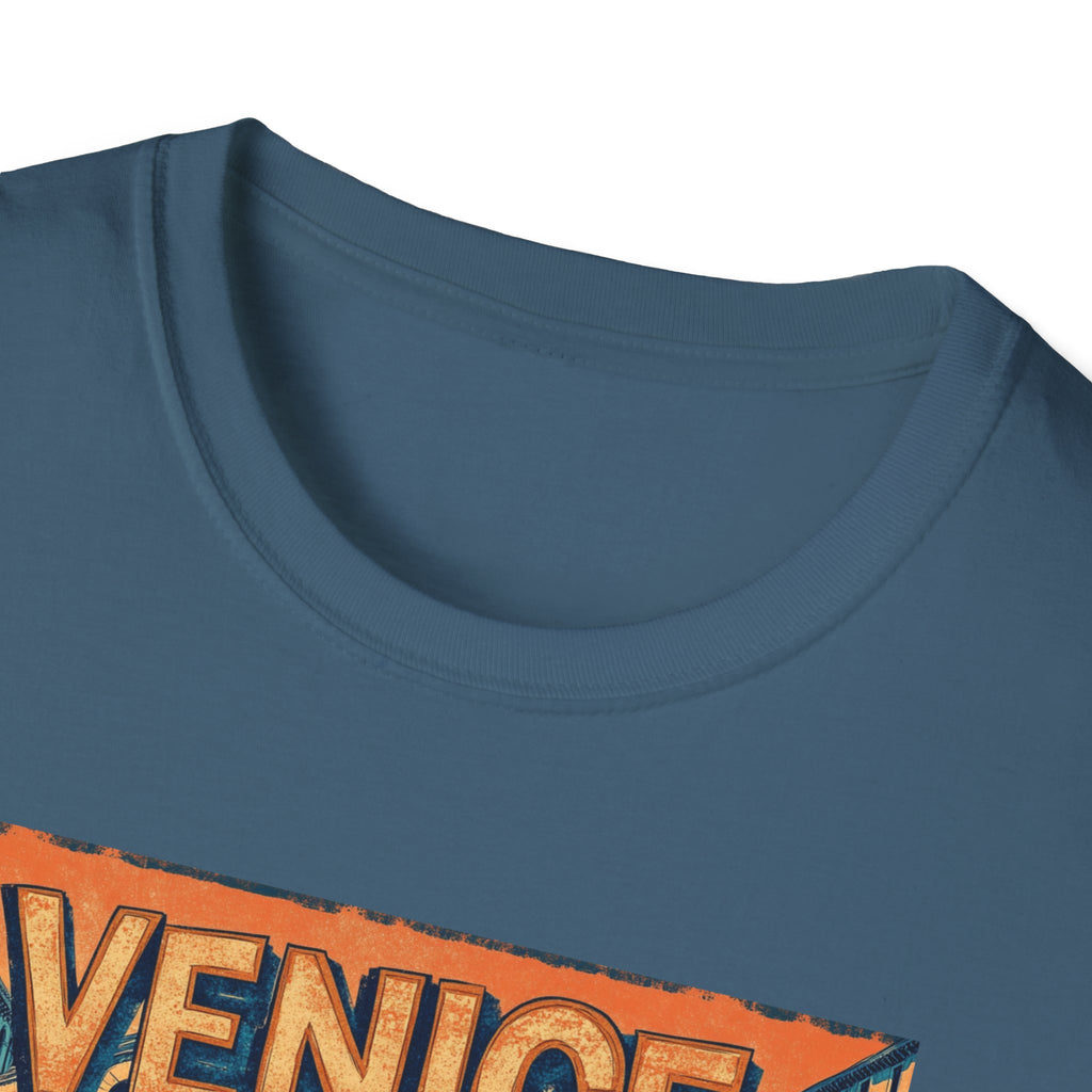 Venice Vintage Canal Poster T-Shirt | Gondola Bridge Italy Travel Tee