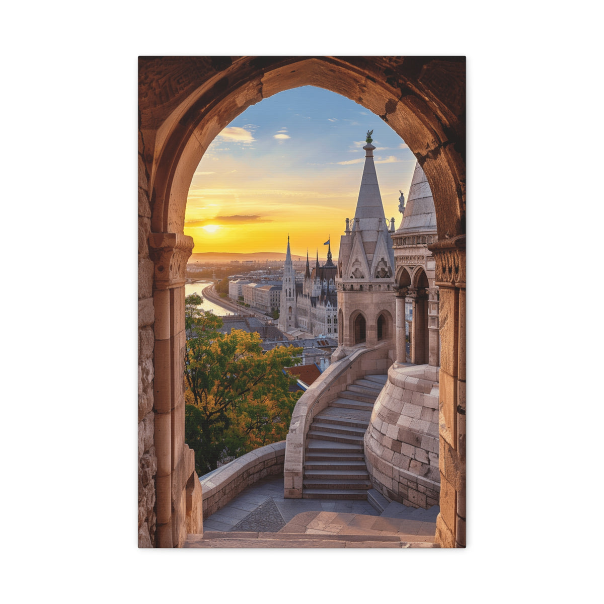 Budapest Fisherman's Bastion Sunset Canvas