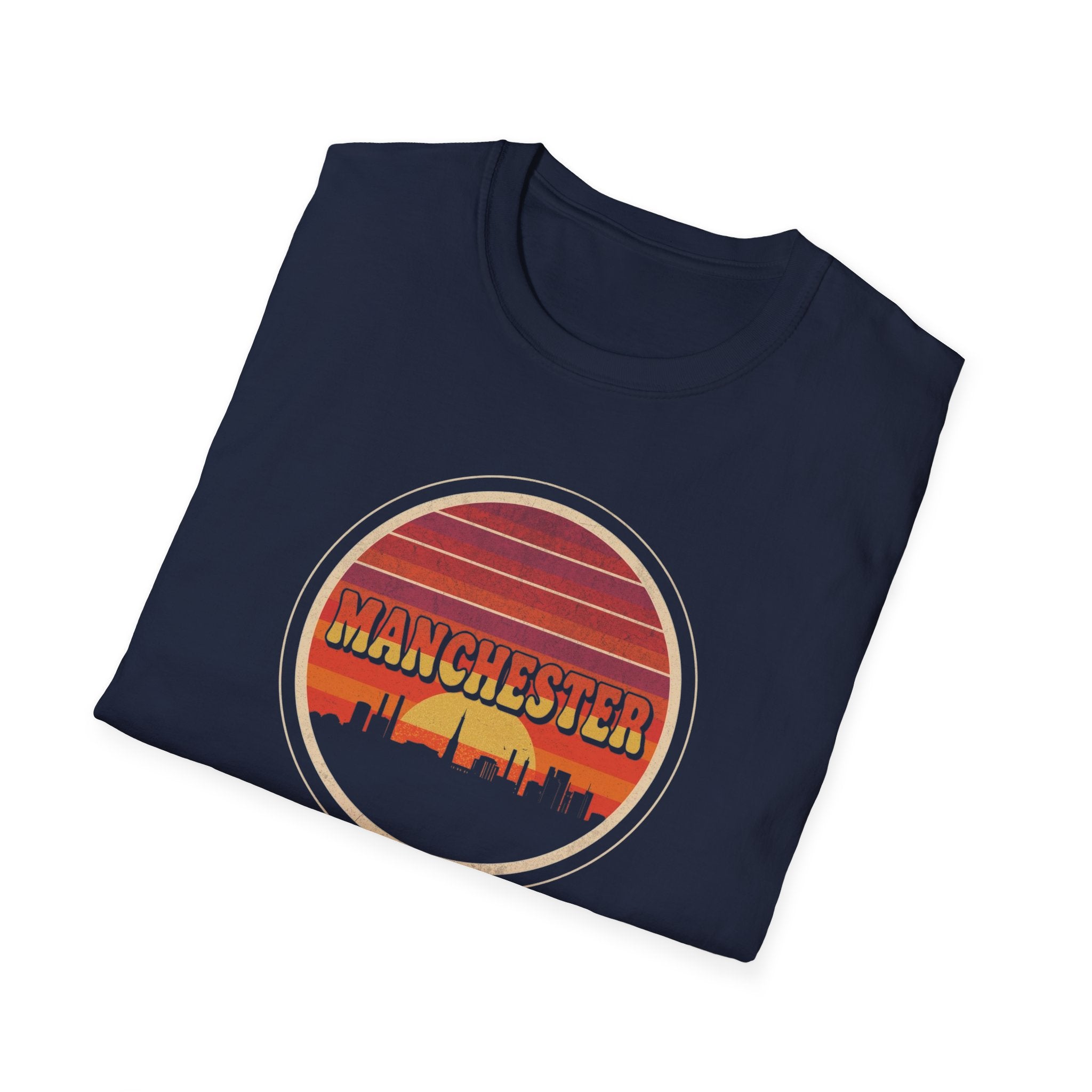 Manchester Skyline T-Shirt — Retro Sunset City Tee