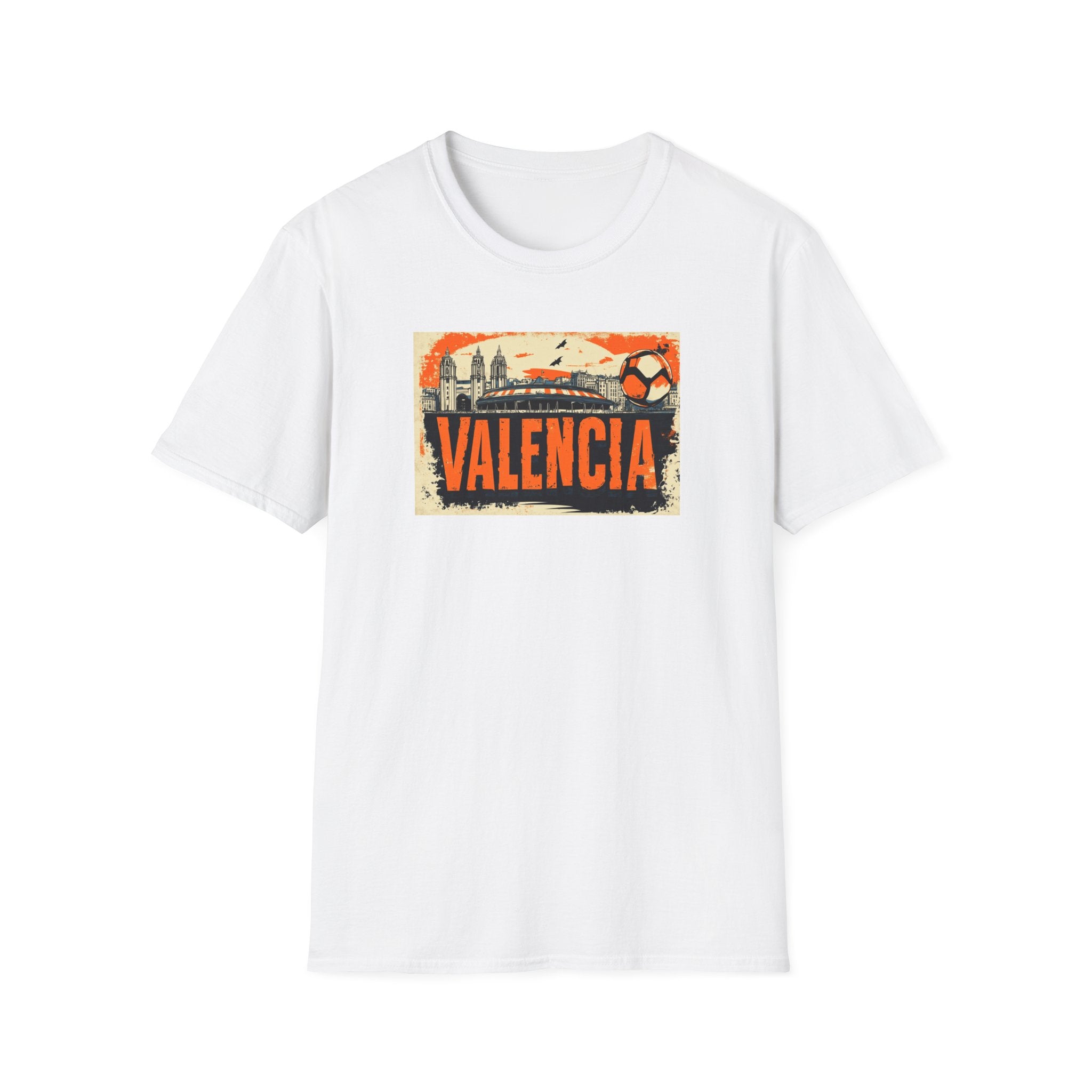 Valencia Vintage Soccer Graphic T-Shirt | City Skyline, Football Art