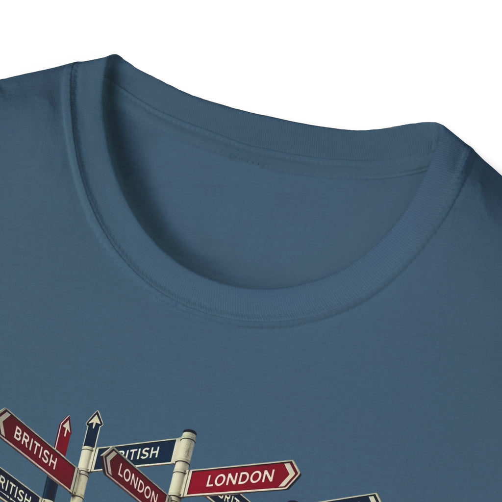London Street Signs T-Shirt — Vintage Union Jack Directional Graphic