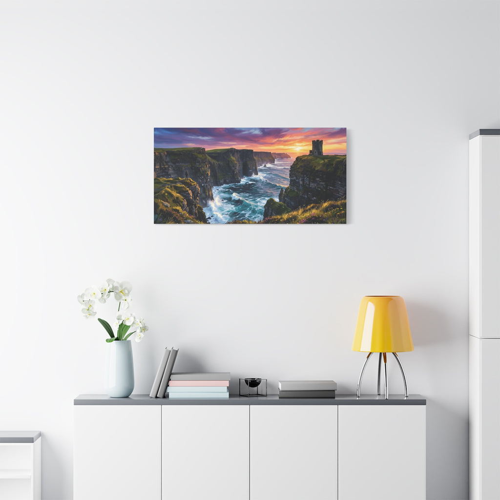 Cliffs of Moher - Ireland - Sunset Canvas Wall Art — Dramatic Coastal Landscape Stretched Canvas