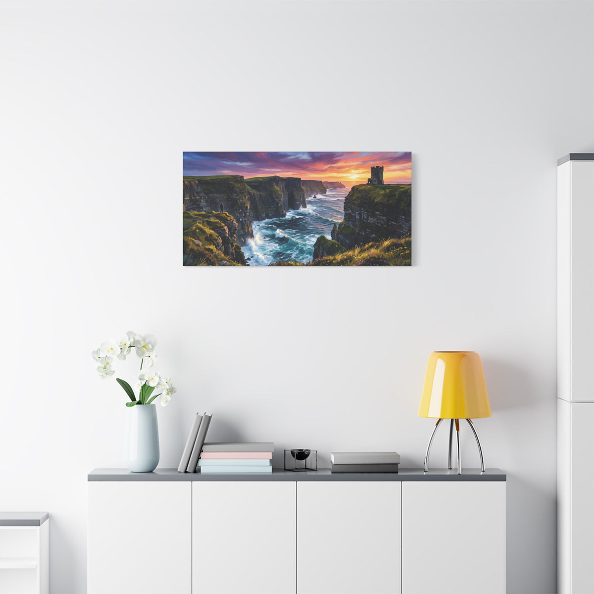 Cliffs of Moher - Ireland - Sunset Canvas Wall Art — Dramatic Coastal Landscape Stretched Canvas