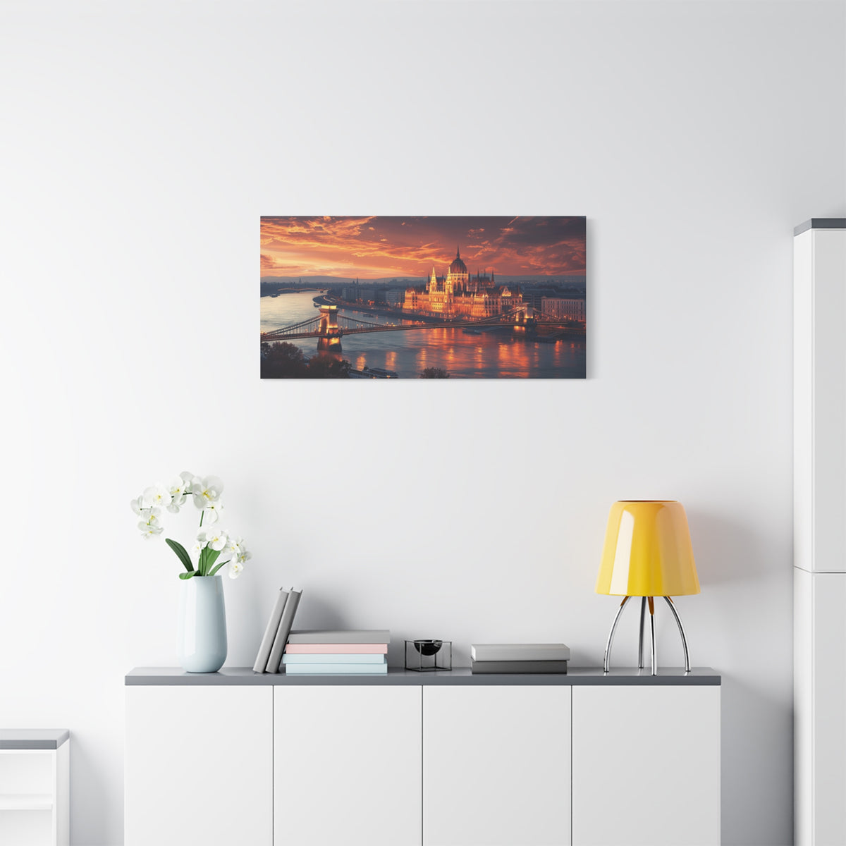 Budapest Parliament at Sunset — Classic Stretched Canvas Wall Art