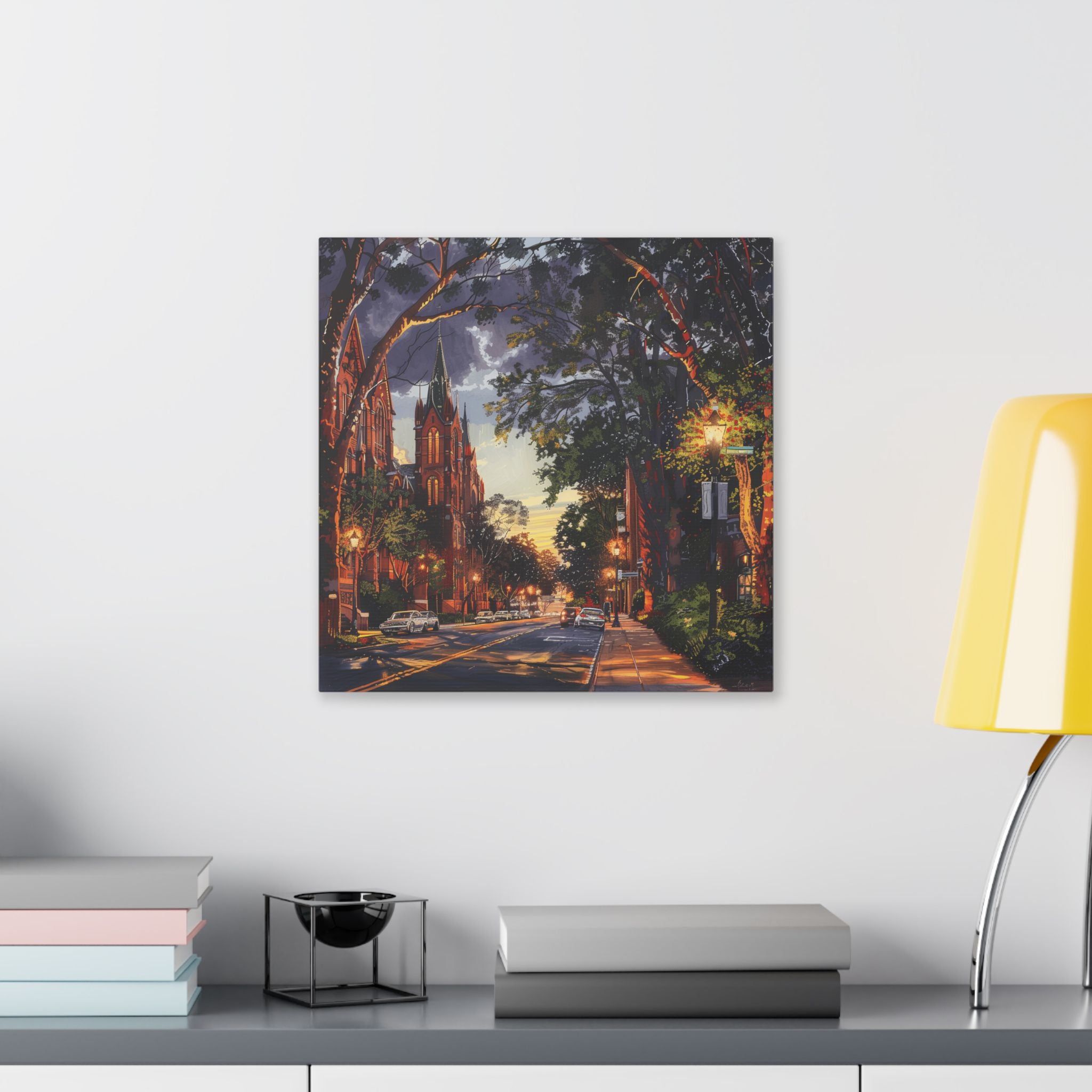 Atlanta Sweet Auburn District - Sunset Church Street Canvas Print — Urban Evening Landscape Wall Art