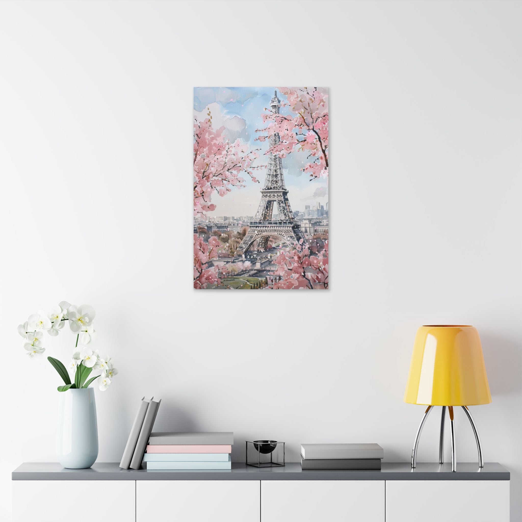 Eiffel Tower Cherry Blossom Canvas Print — Paris Wall Art