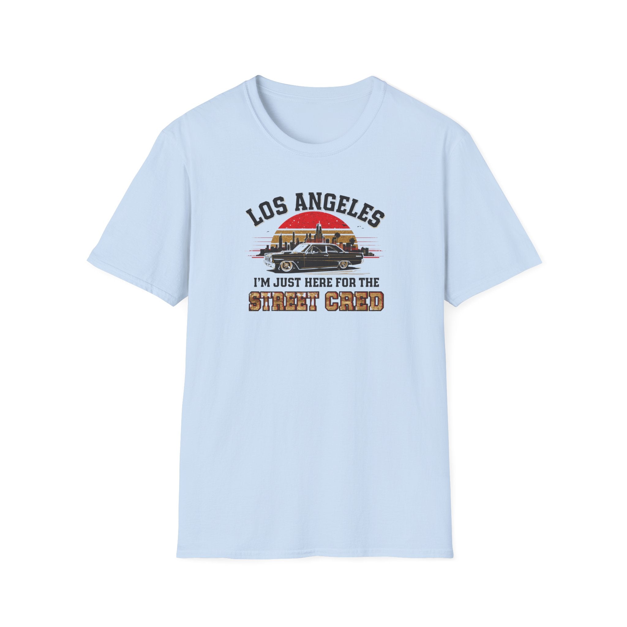 Los Angeles Vintage Sunset T-Shirt — "I’m Just Here for the Street Cred" Car Graphic