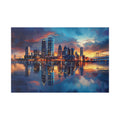 Detroit Skyline - Detroit River - Ambassador Bridge - Cityscape Reflection Canvas Print — Vibrant Skyline Wall Art