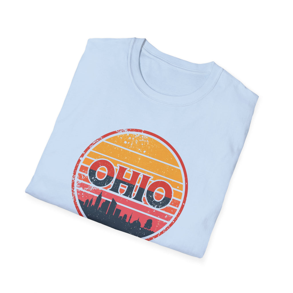 Ohio Retro Sunset T-Shirt — Vintage State Skyline Tee