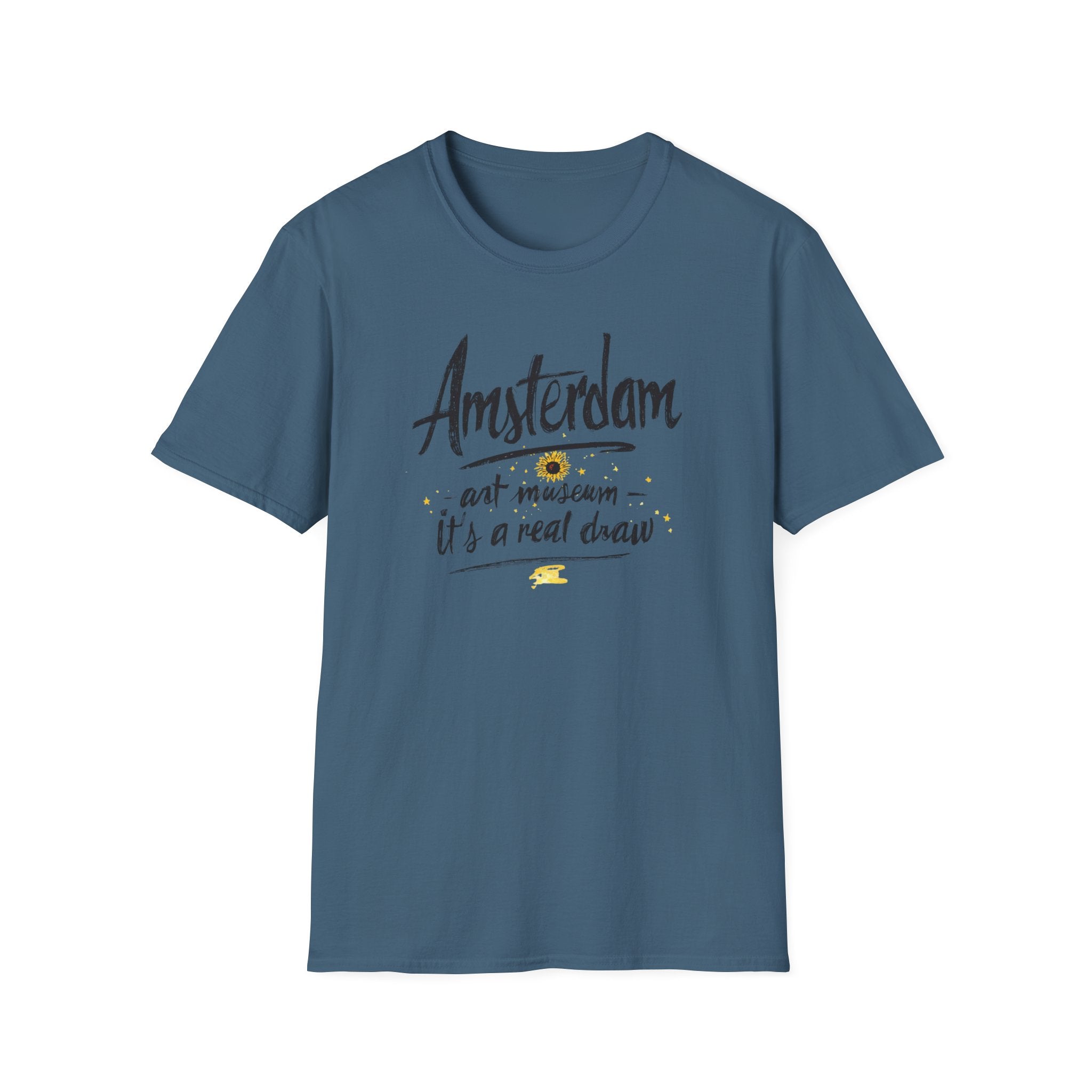 Amsterdam Art Museum T-Shirt — "Amsterdam" Script Graphic with "art museum — it’s a real draw"