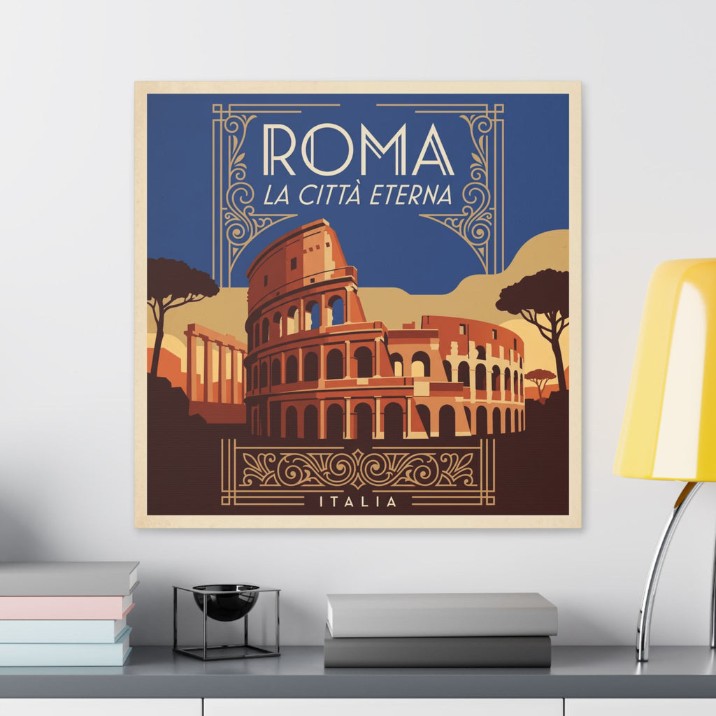 Rome Colosseum Stretched Canvas - 'ROMA La Città Eterna' Vintage Travel Art