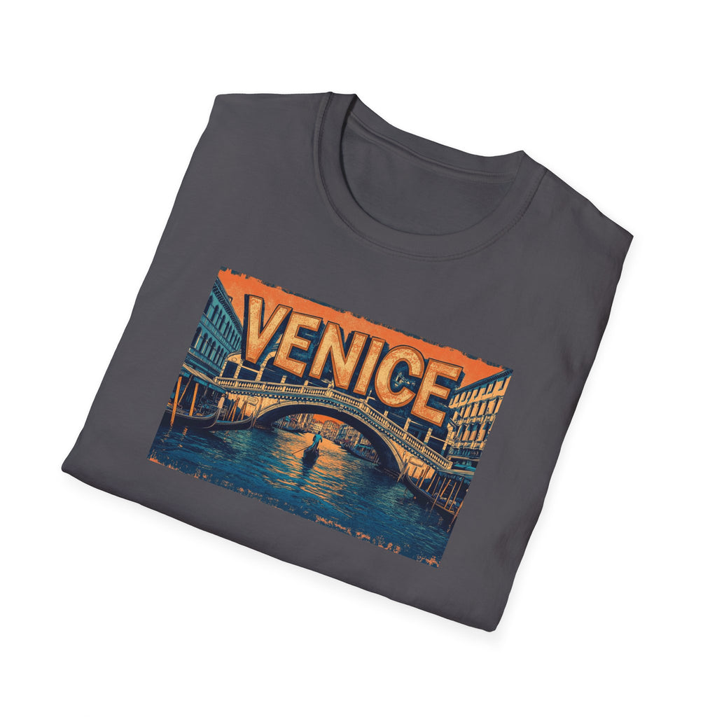 Venice Vintage Canal Poster T-Shirt | Gondola Bridge Italy Travel Tee