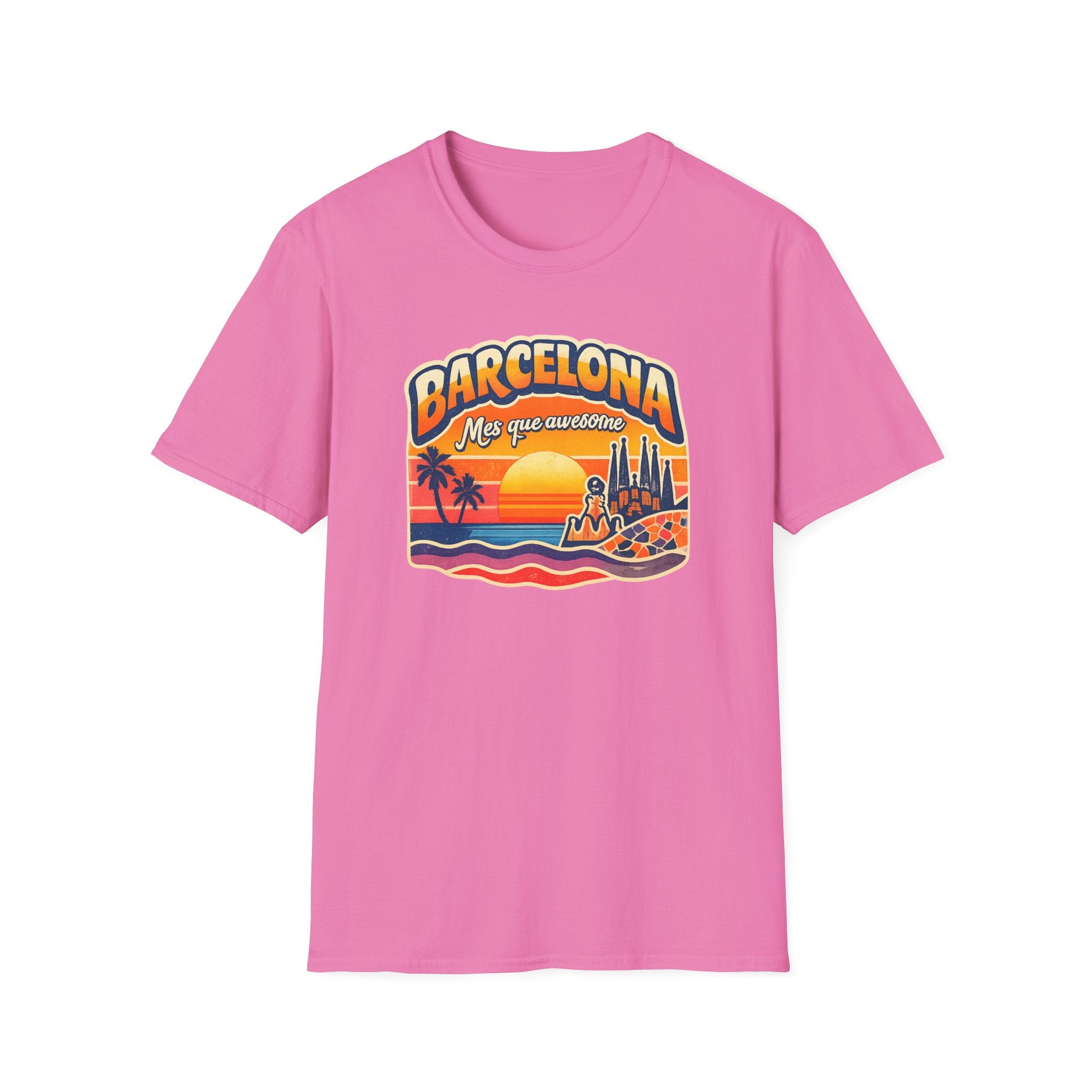 Barcelona Sunset Graphic T-Shirt — "Barcelona Más que un sueño" Vintage Beach Tee