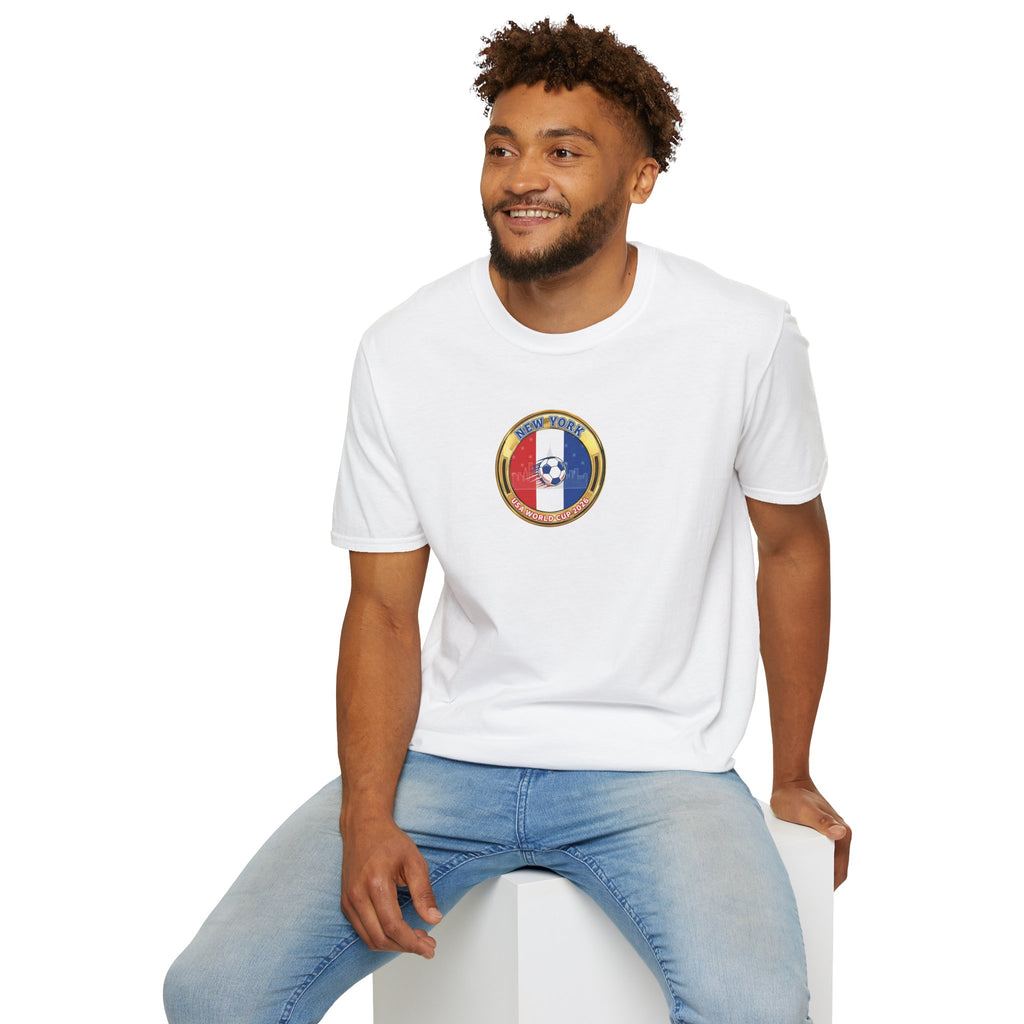 New York Host City World Cup 2026 Soccer Crest T-Shirt — Flag Emblem Football Tee