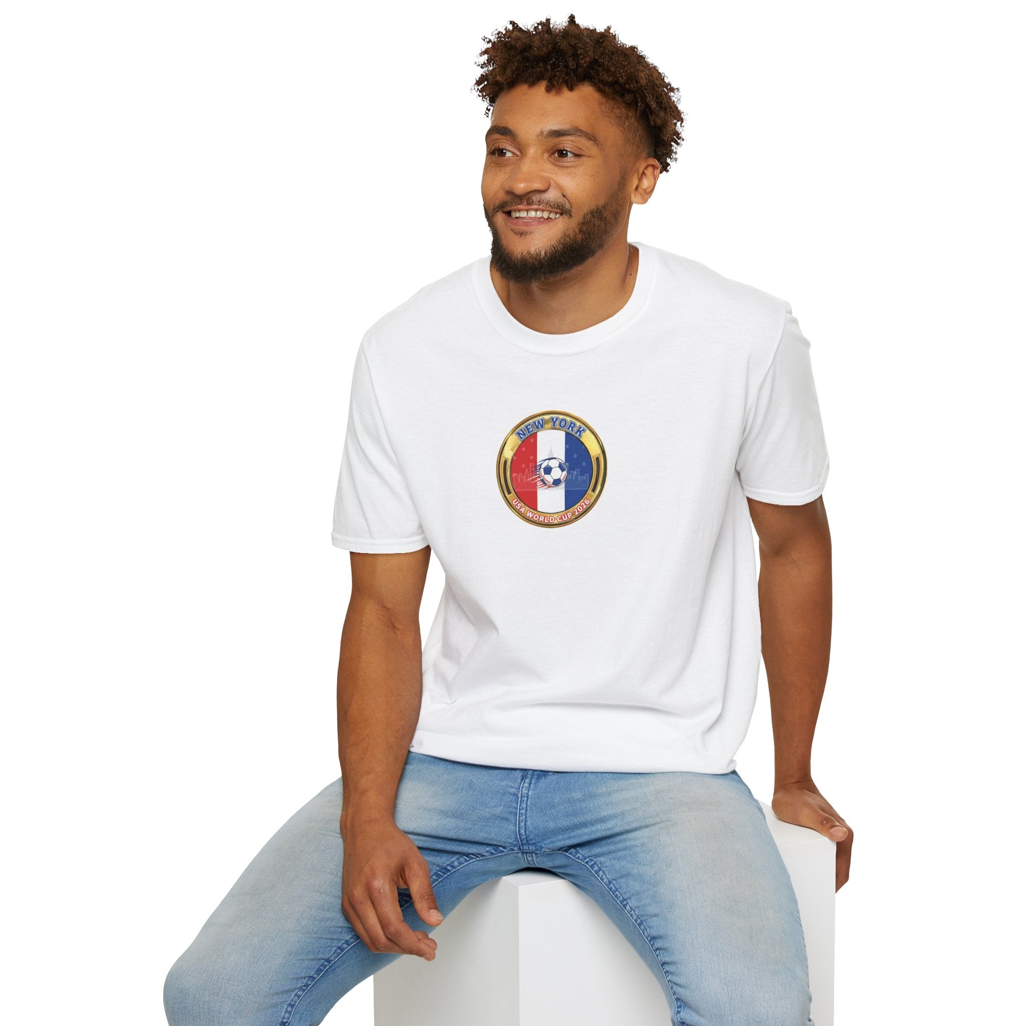New York Host City World Cup 2026 Soccer Crest T-Shirt — Flag Emblem Football Tee