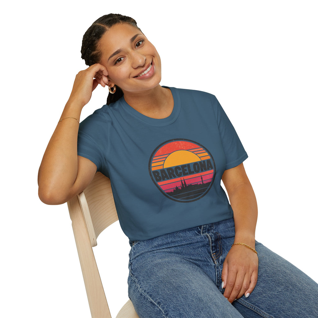Barcelona Sunset T-Shirt — Retro Skyline Graphic Tee