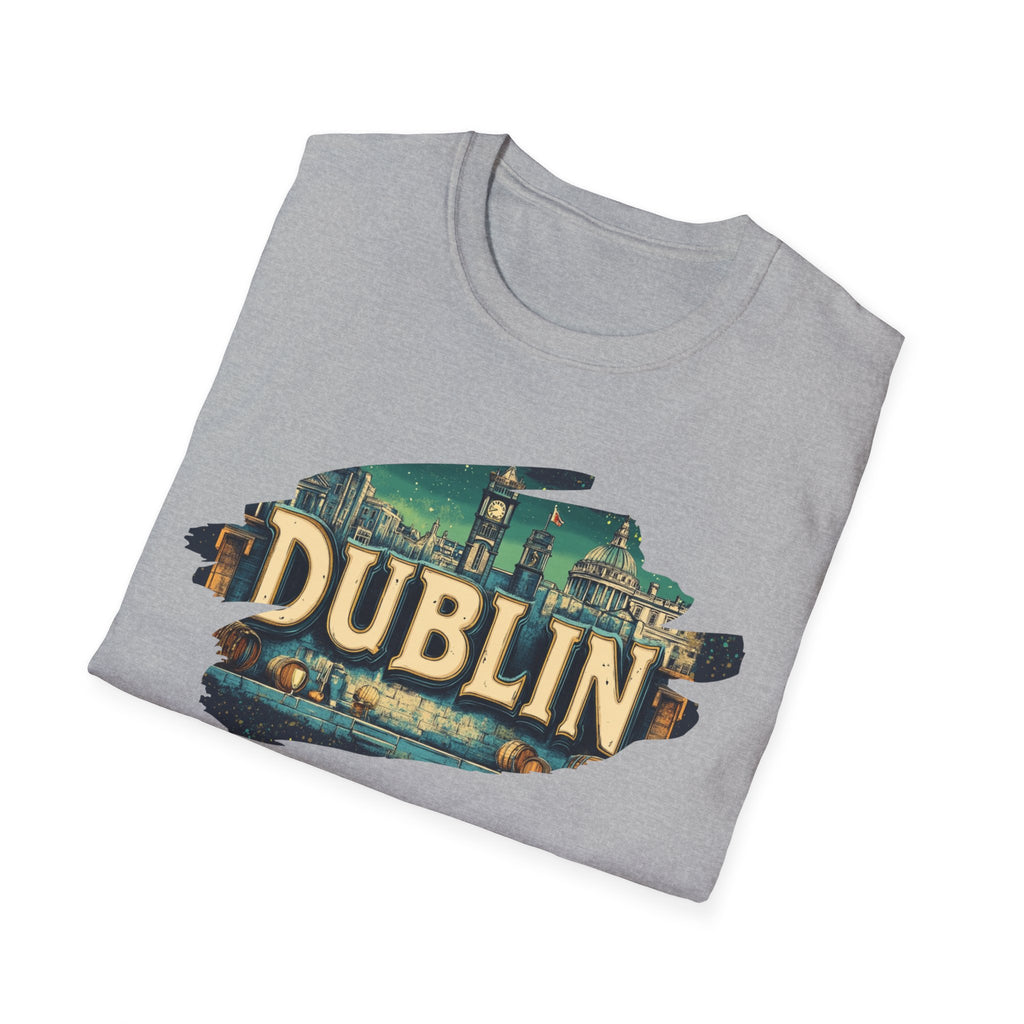 Dublin vintage travel collage T-Shirt | Irish city skyline, retro postcard style