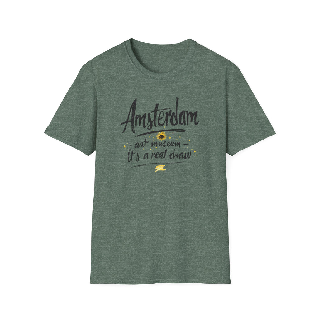 Amsterdam Art Museum T-Shirt — "Amsterdam" Script Graphic with "art museum — it’s a real draw"