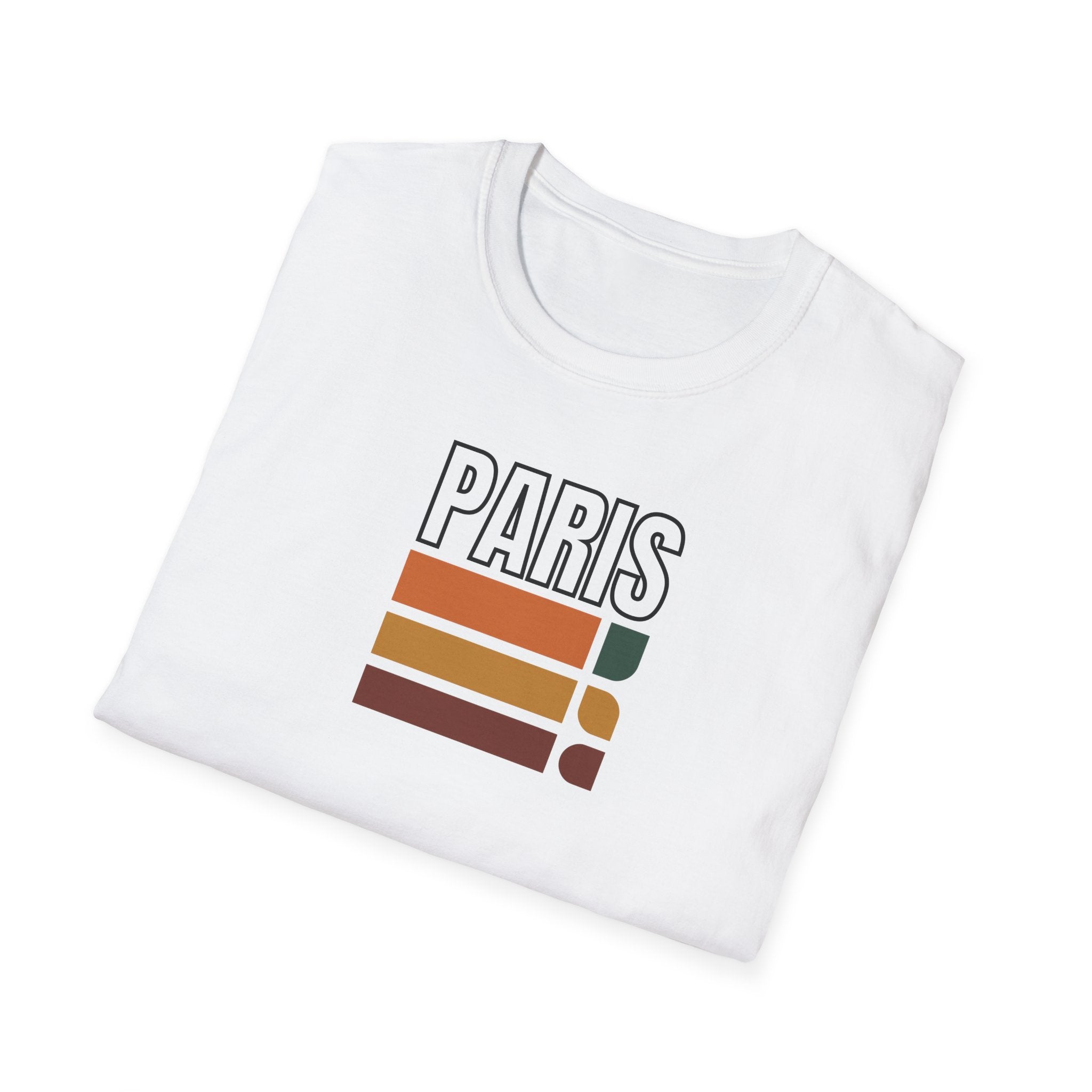 Paris Retro Stripes T-Shirt | Vintage Skyline Bars, Minimal Graphic