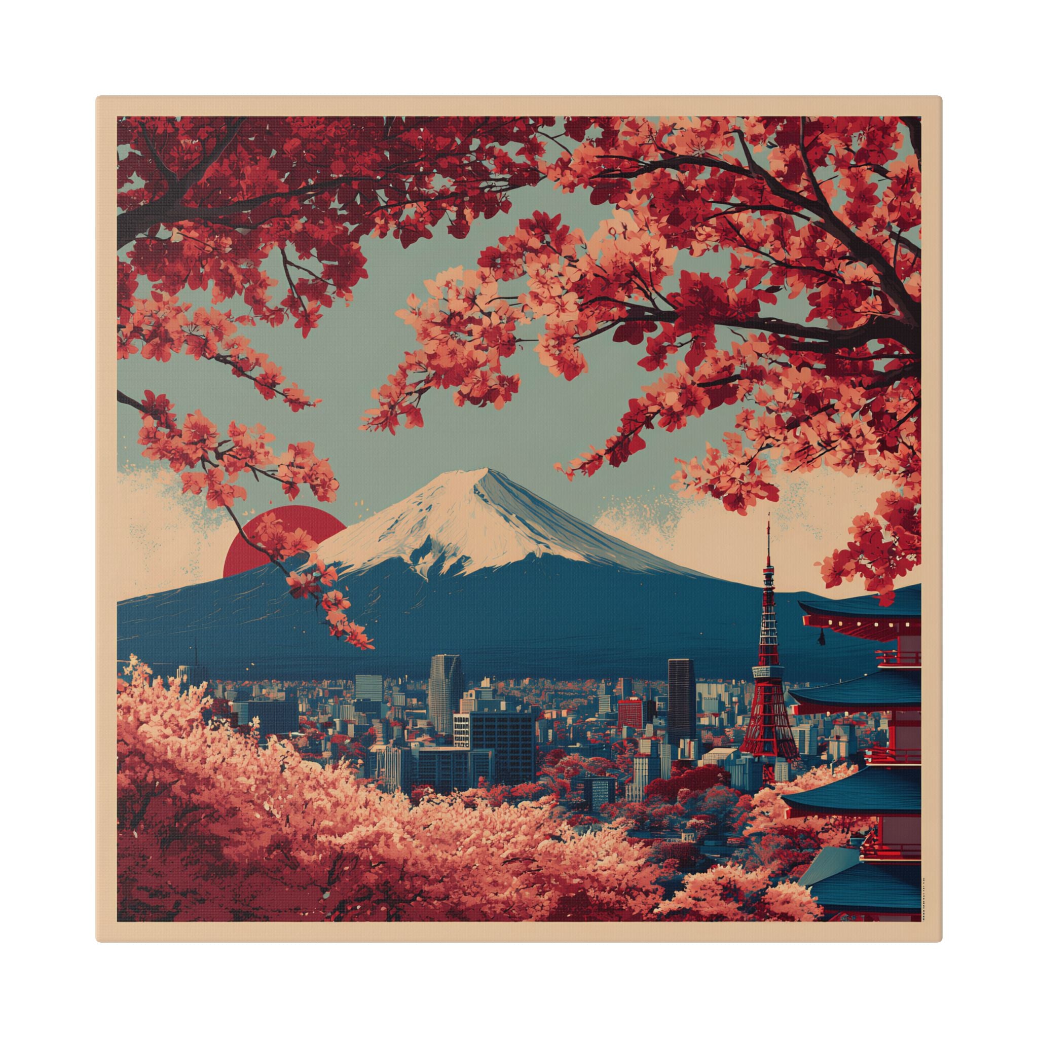Japanese Cherry Blossom Canvas Print — Mt. Fuji Scenic Wall Art