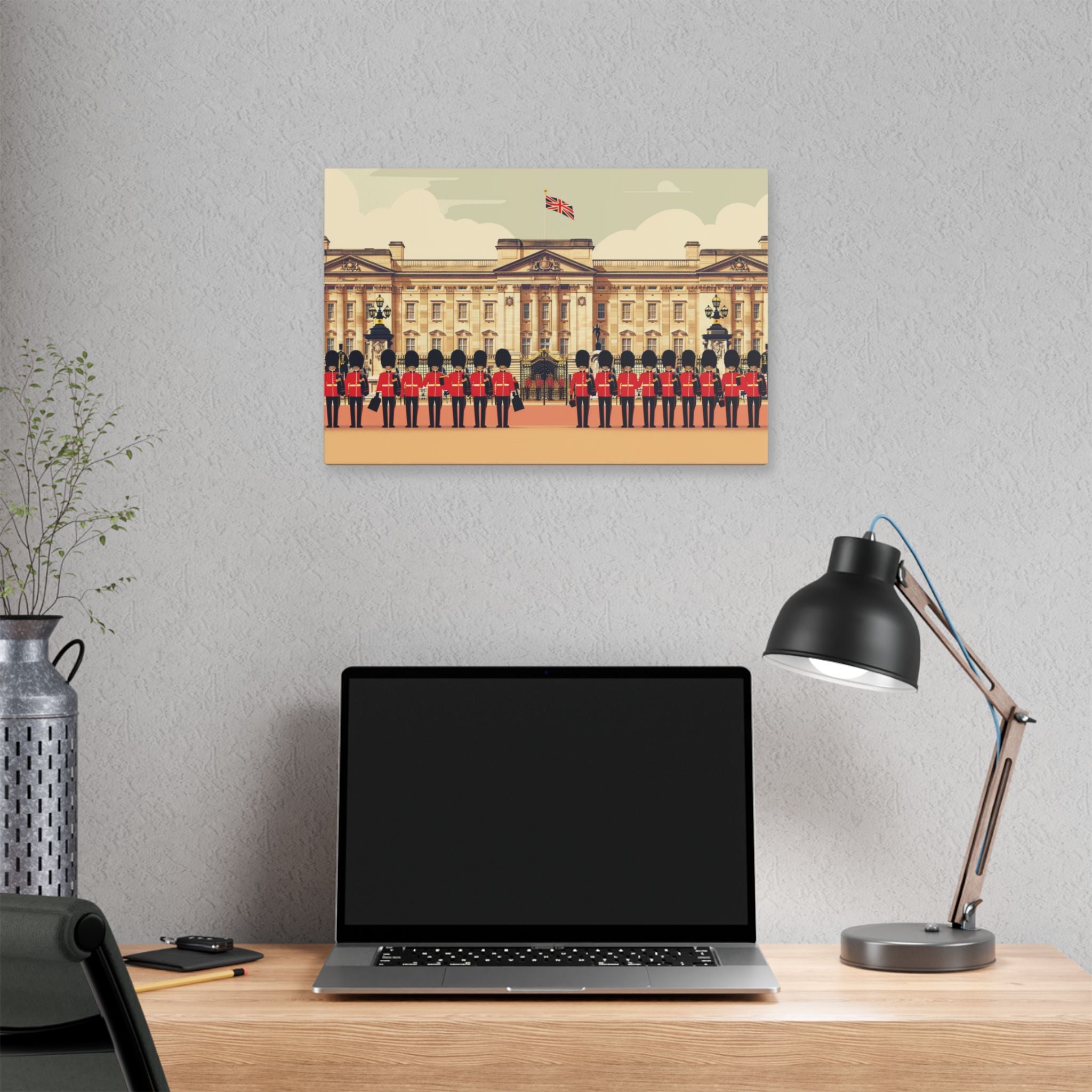 Buckingham Palace Guards Canvas Wall Art — British Royal Guard Illustration
