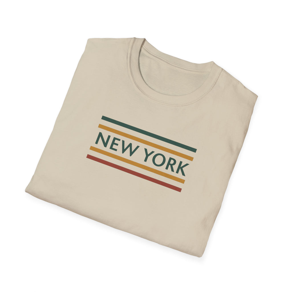 New York Striped Logo T-Shirt | Retro Lines City Design