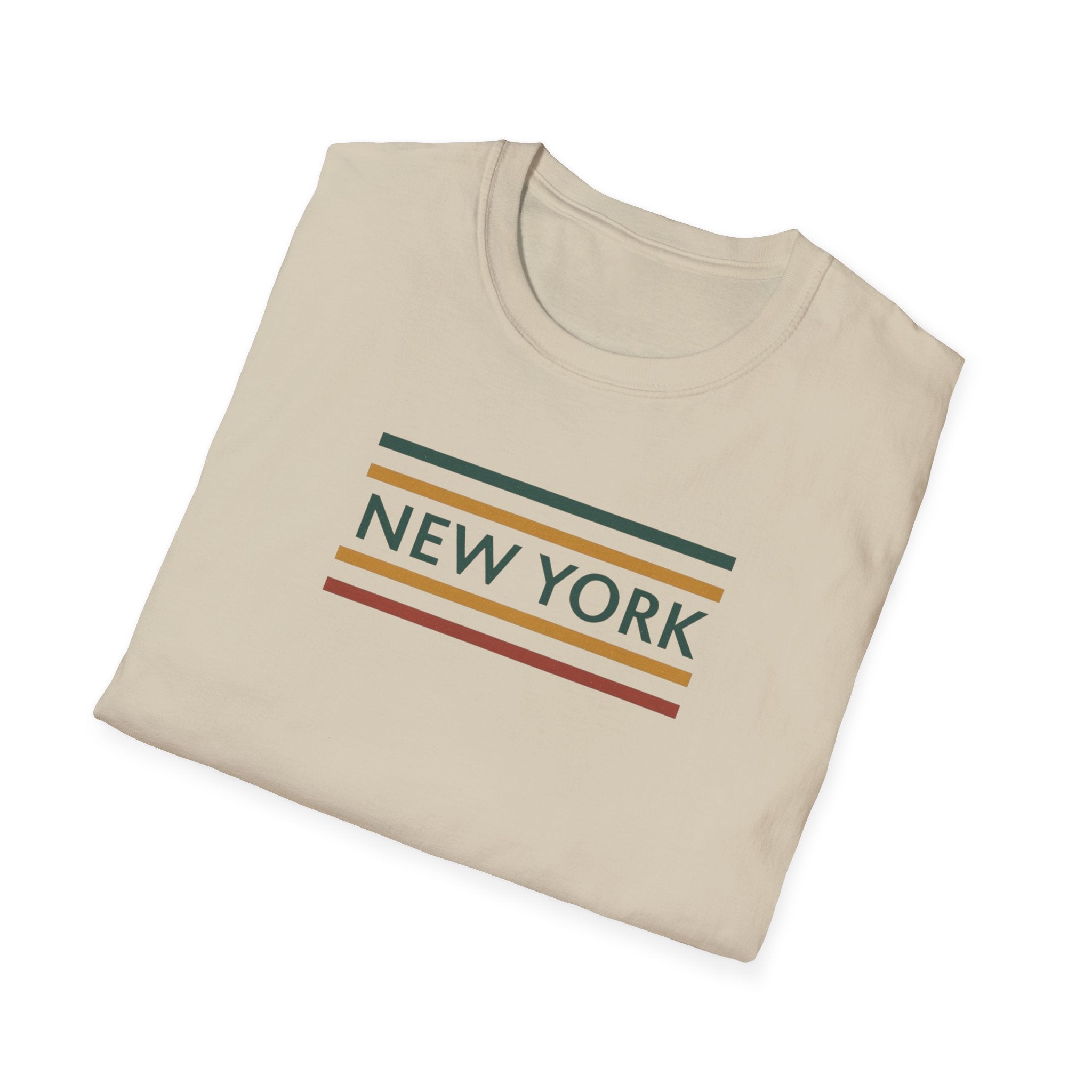 New York Striped Logo T-Shirt | Retro Lines City Design