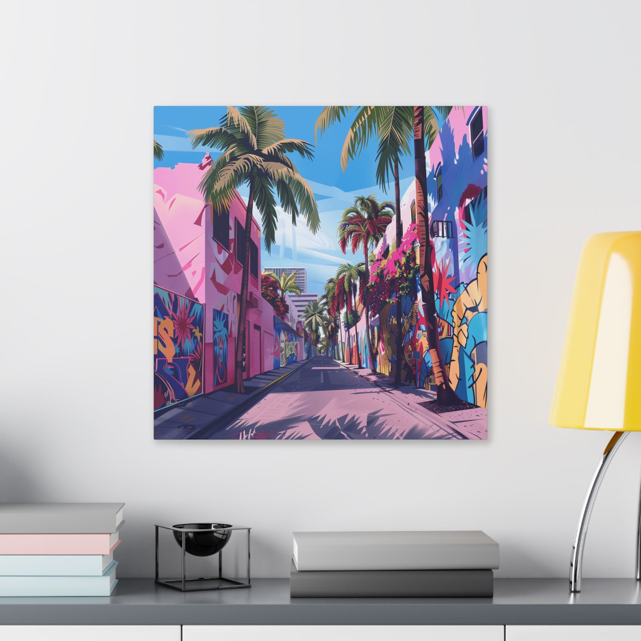 Wynwood Walls - Tropical Street Art Canvas – Miami Palm Alley Wall Art