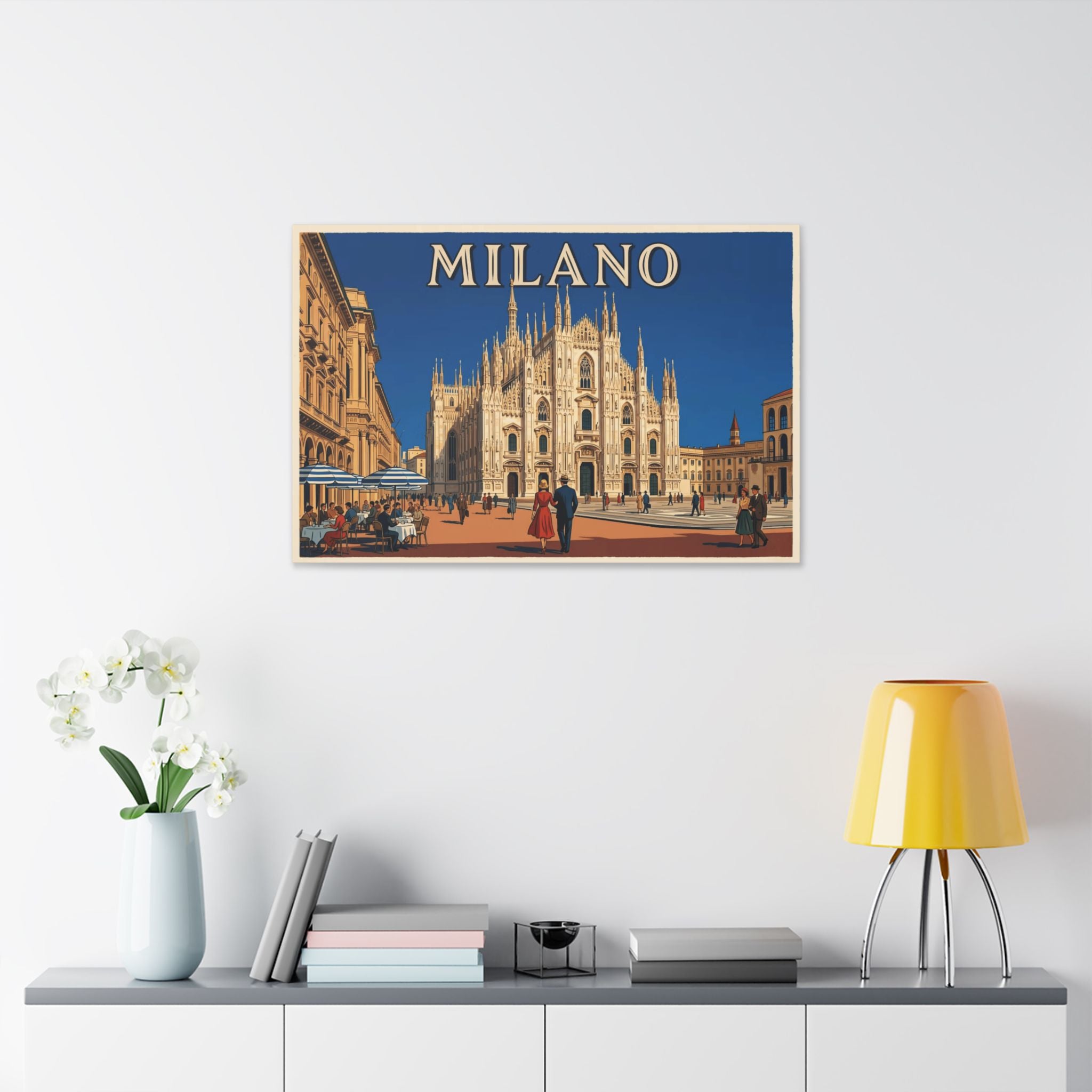Milano Duomo Travel Canvas Print – Vintage Italian Poster Wall Art