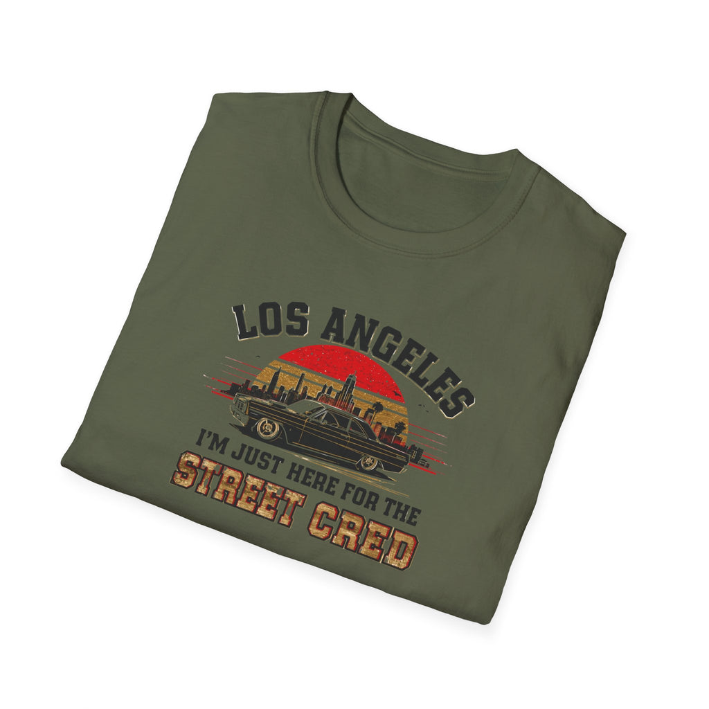 Los Angeles Vintage Sunset T-Shirt — "I’m Just Here for the Street Cred" Car Graphic