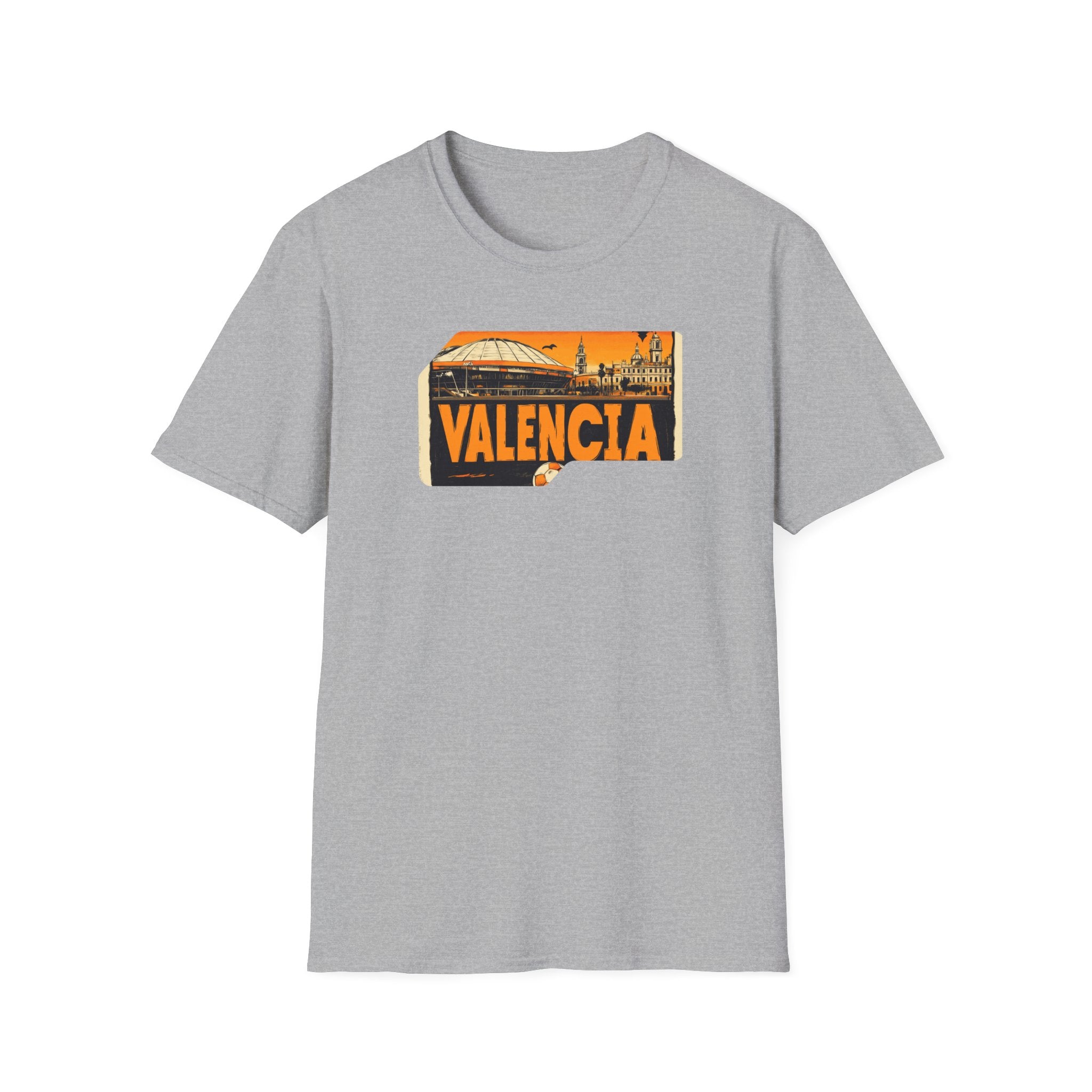 Valencia postcard skyline T-Shirt | Retro cityscape, orange sunset