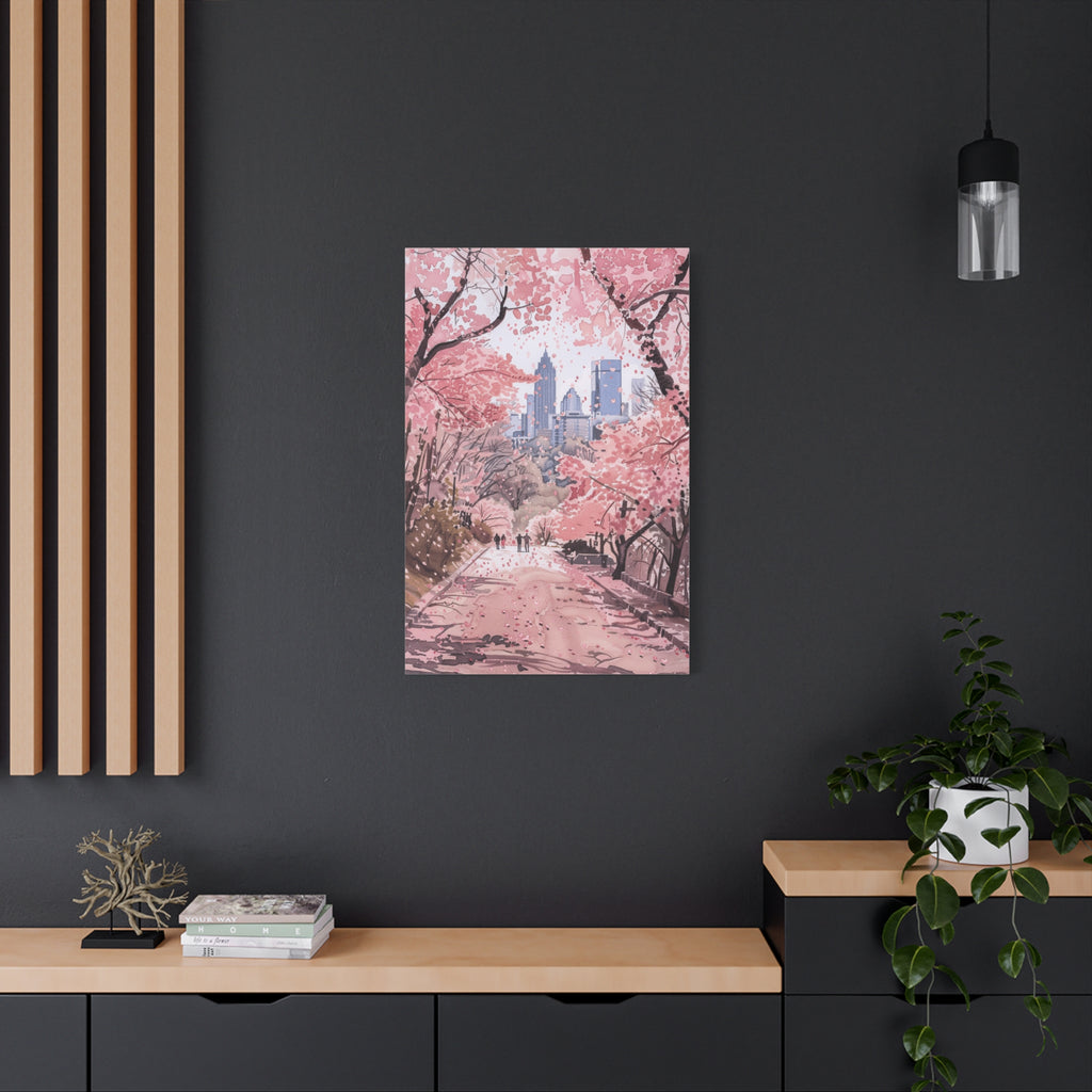 Atlanta Piedmont Park - Georgia - Cherry Blossom Cityscape Canvas - Bank of America Plaza